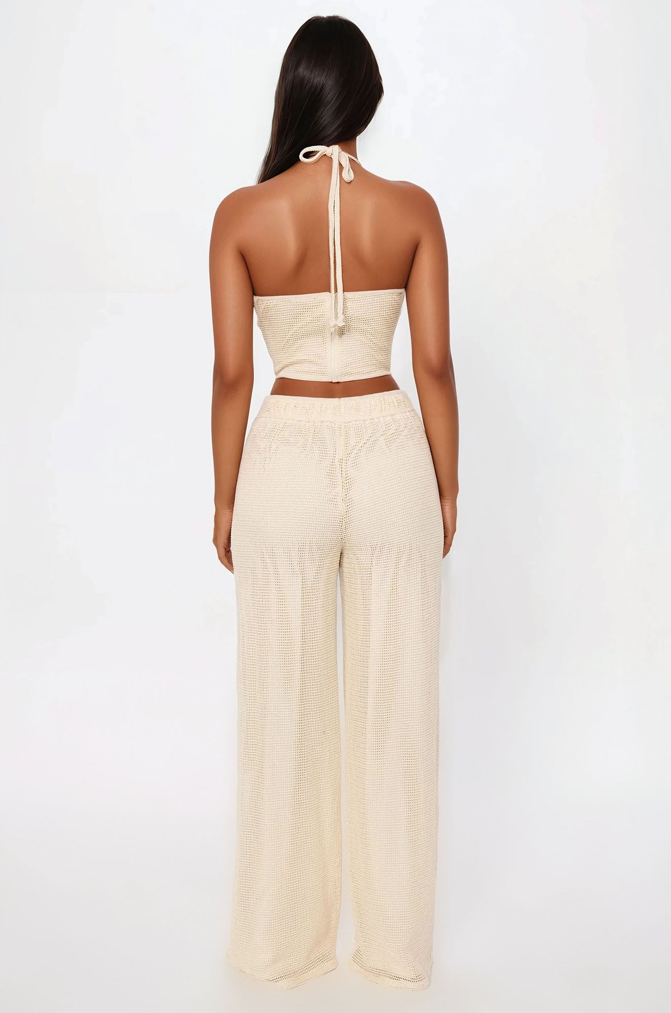Maya 3D Flower Crochet Pant Set - Cream - Image 3