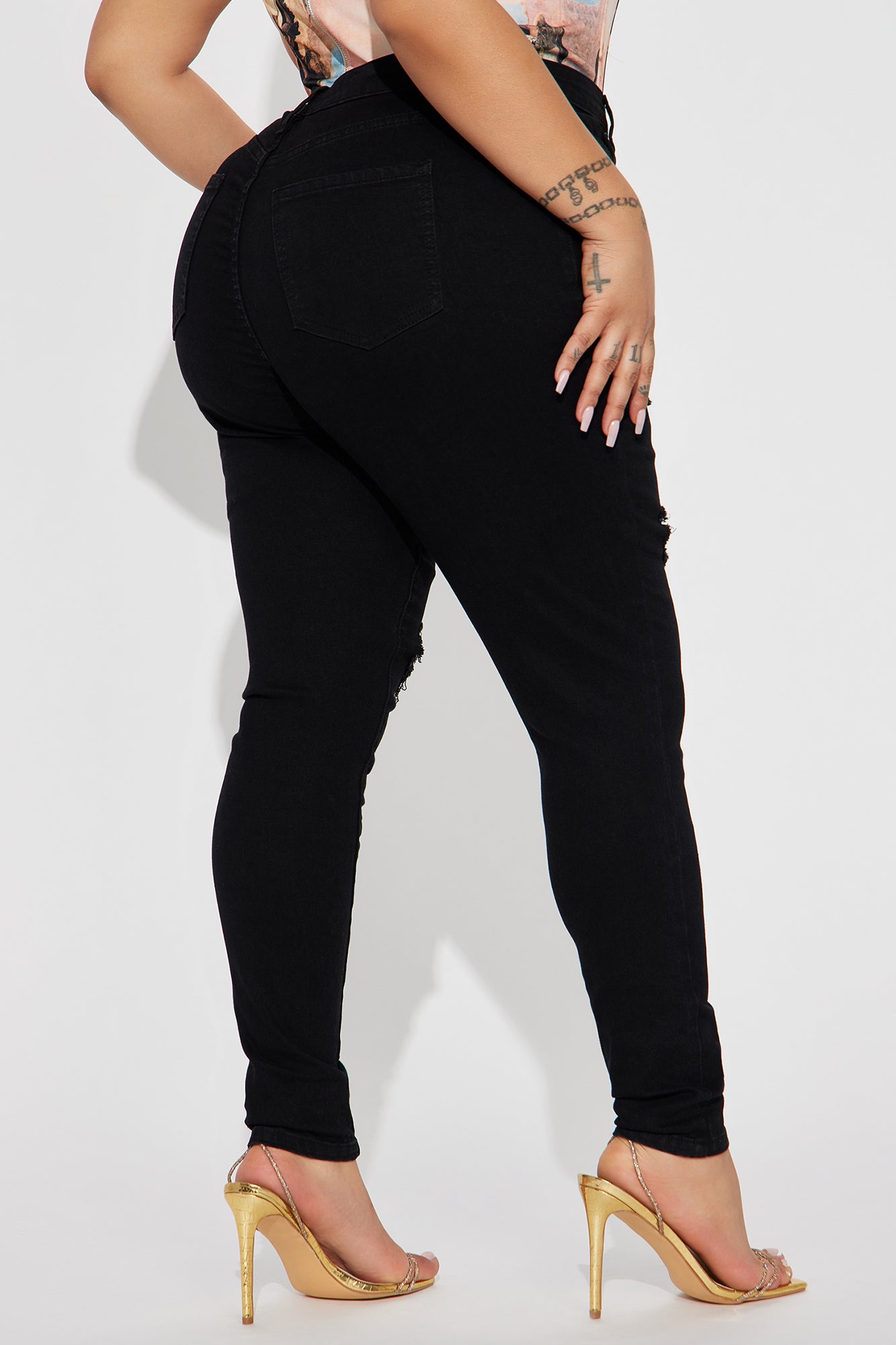 Decker Ripped High Rise Stretch Skinny Jeans - Black - Image 6
