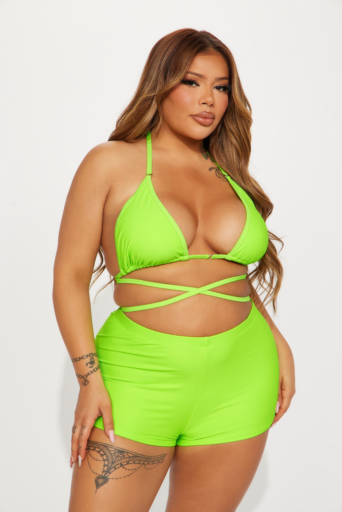 Miley Triangle 2 Piece Boyshort Bikini  - Green - Image 4