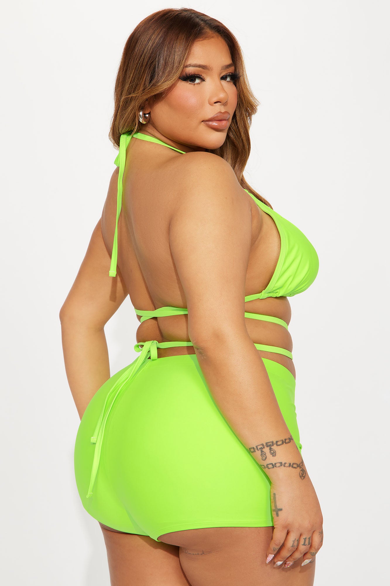 Miley Triangle 2 Piece Boyshort Bikini  - Green - Image 6
