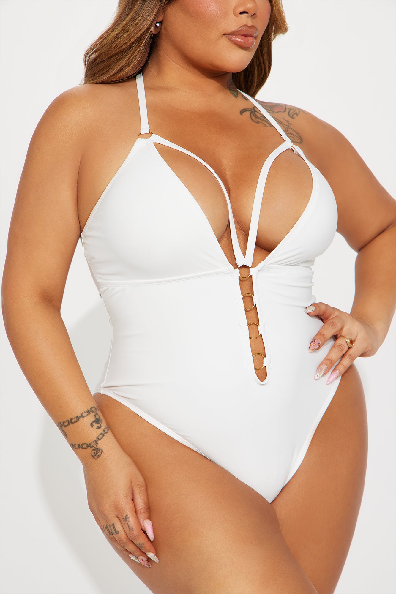 Tiana Halter 1 Piece Swimsuit - White - Image 5