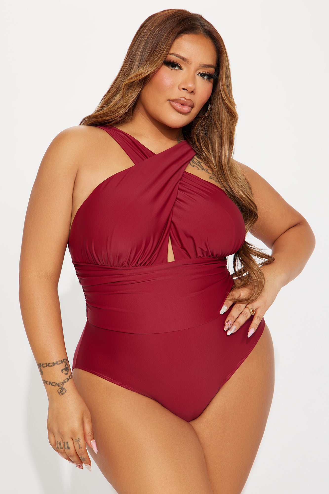 Maddie 1 Piece Swimsuit - Wine - Image 4