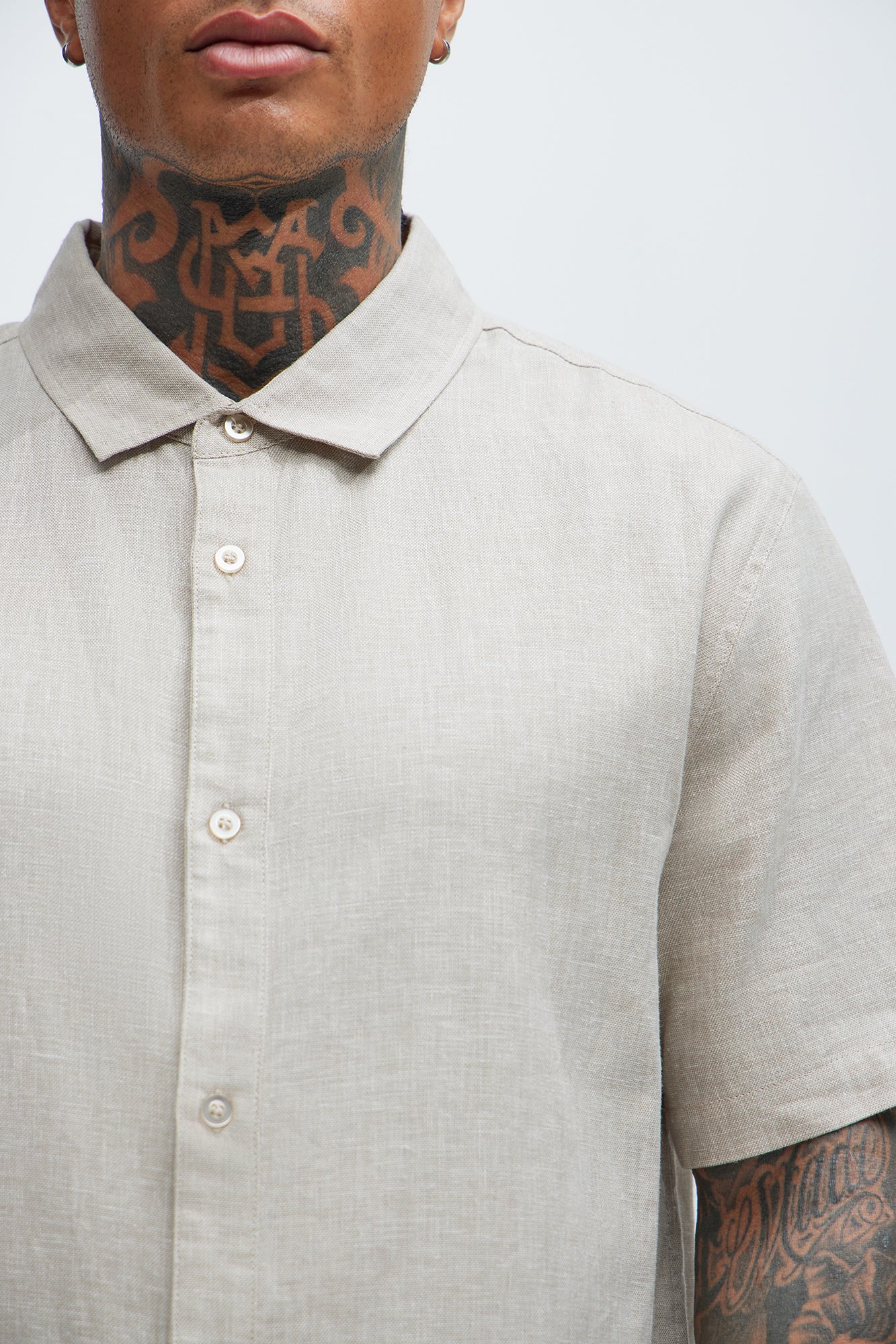 Bahamas Linen Classic Button Up Shirt - Stone - Image 3