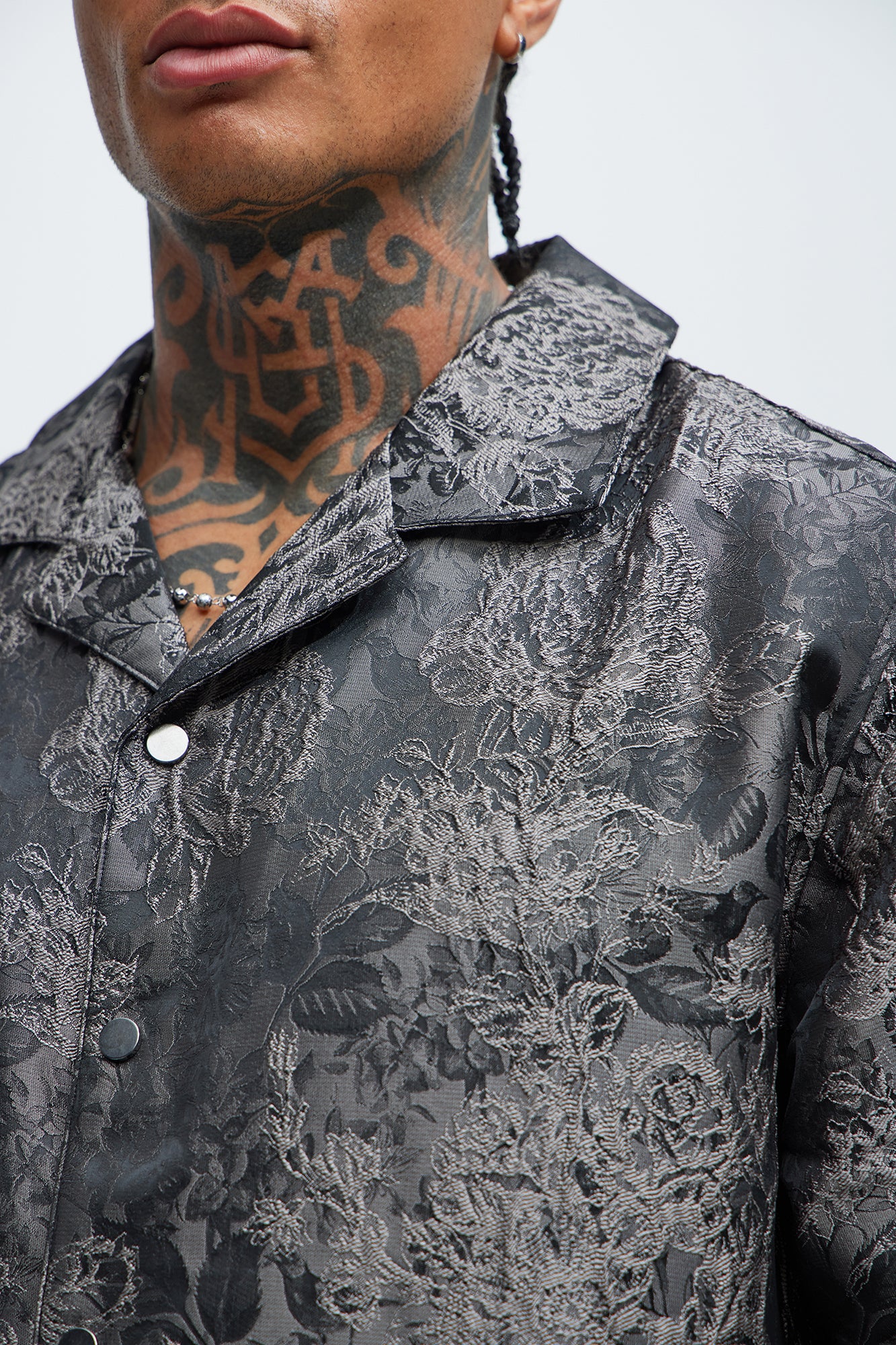 Harrison Jacquard Shirt - Charcoal - Image 3