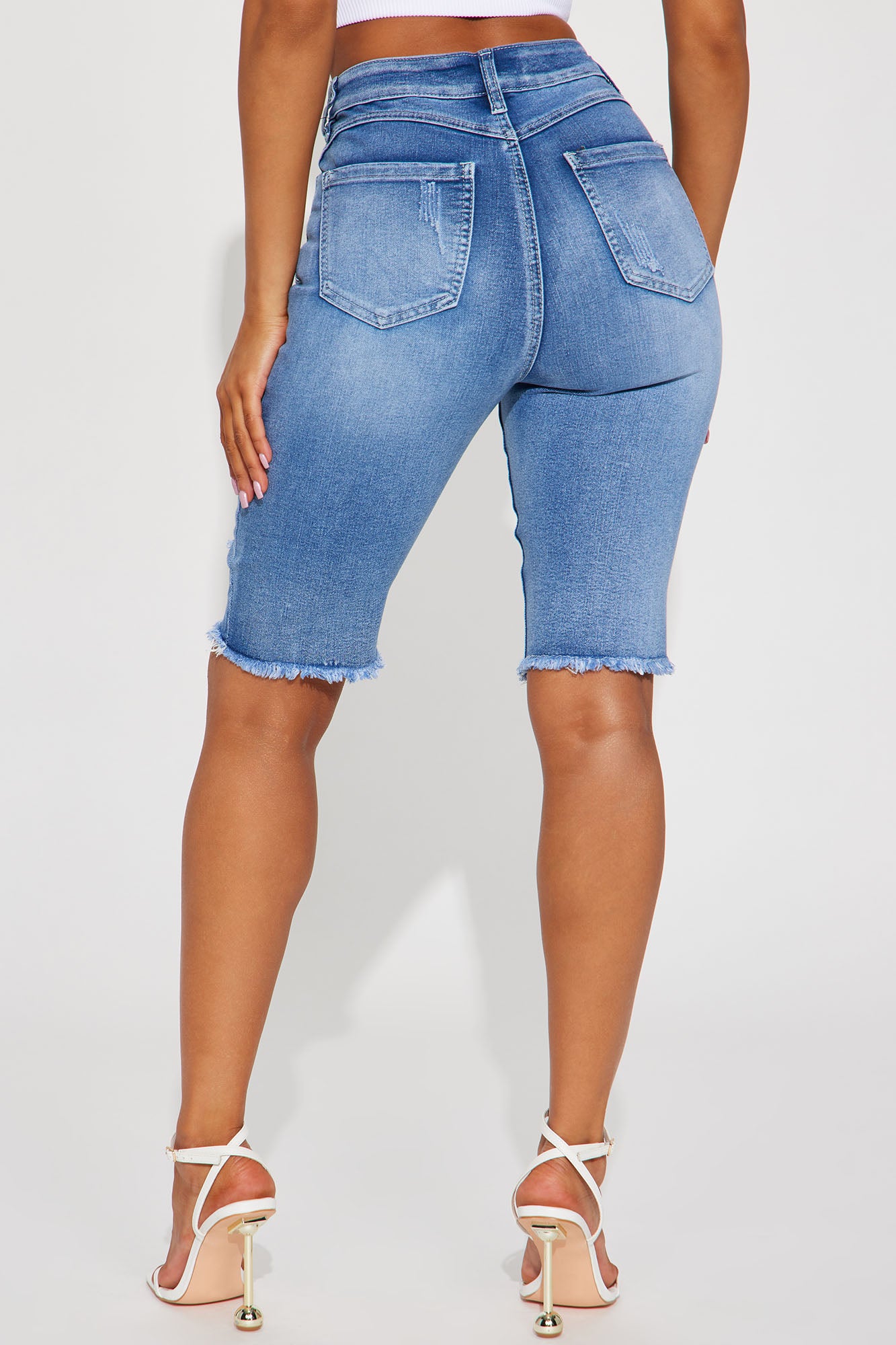 Hot Shot Stretch Denim Bermuda Shorts - Medium Wash - Image 3