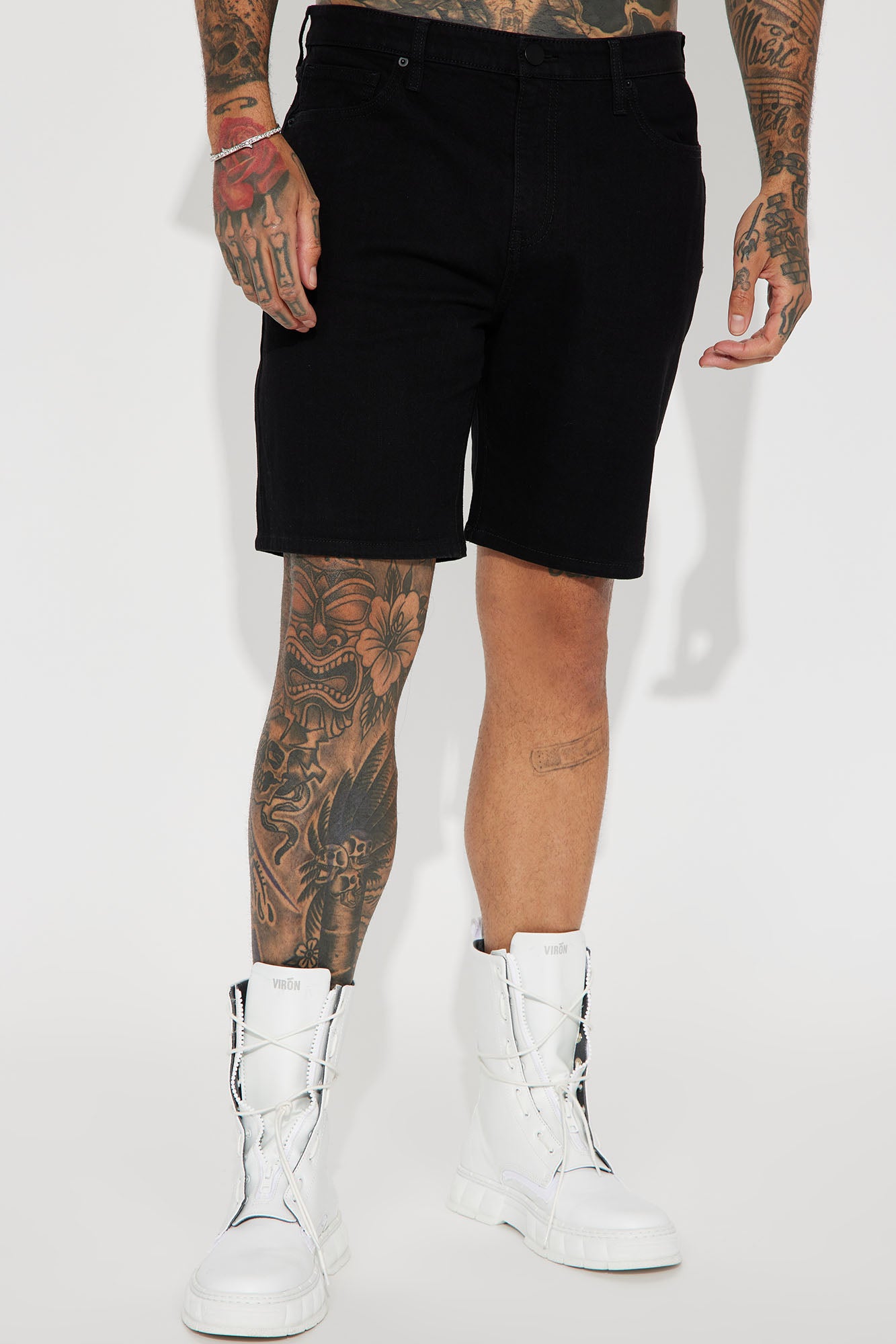 Cornell Slim Denim Shorts - Black - Image 3