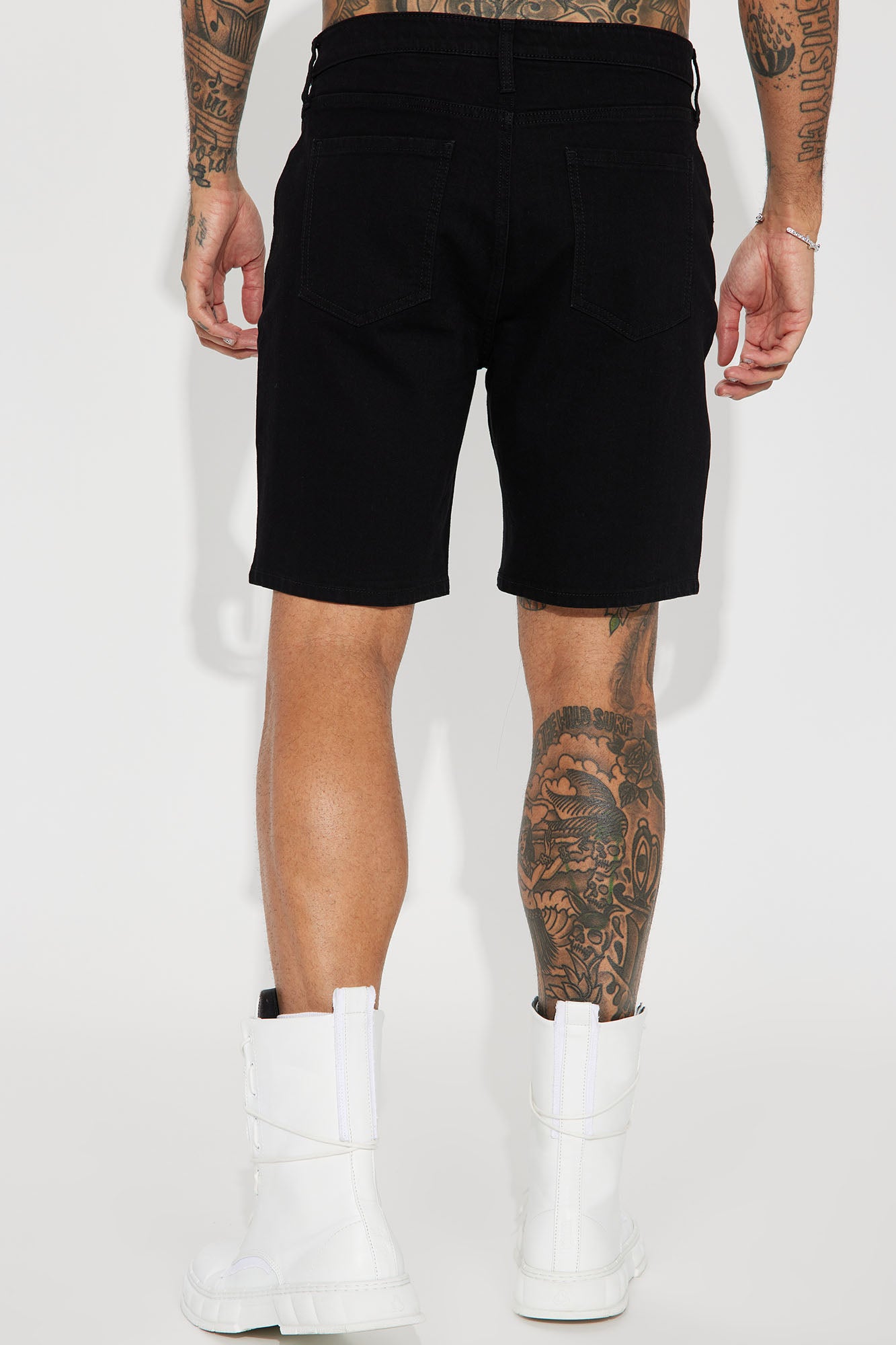 Cornell Slim Denim Shorts - Black - Image 4
