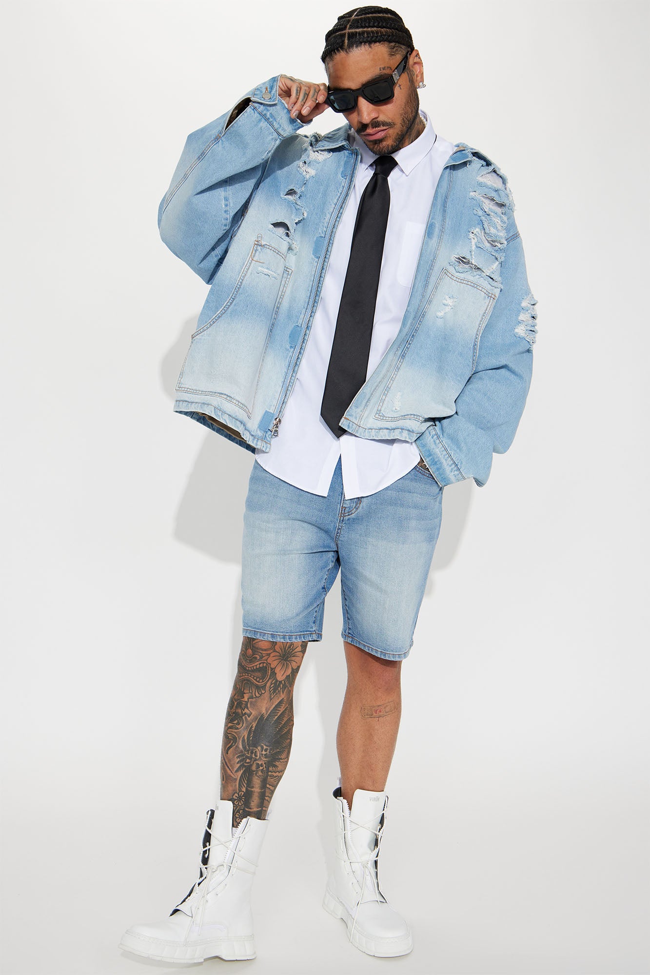 Cornell Slim Denim Shorts - Light Wash - Image 3
