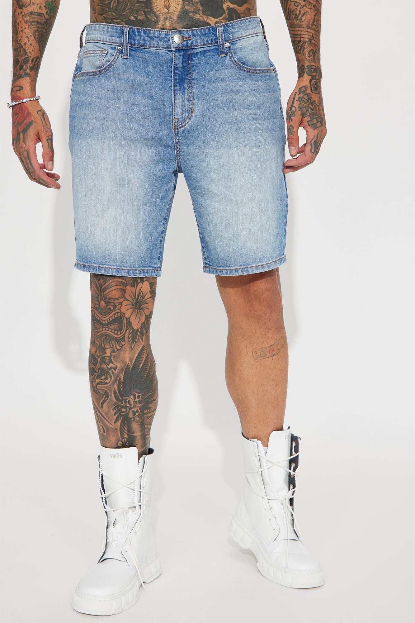 Cornell Slim Denim Shorts - Light Wash - Image 4