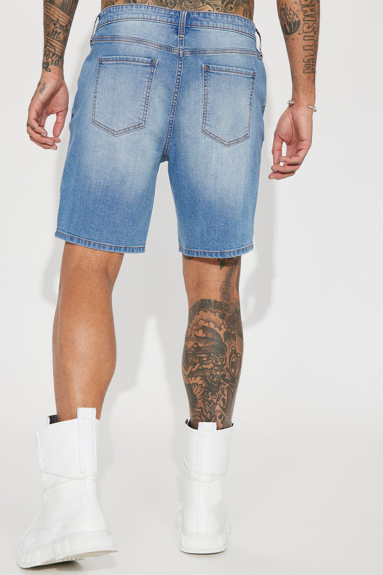 Cornell Slim Denim Shorts - Light Wash - Image 5