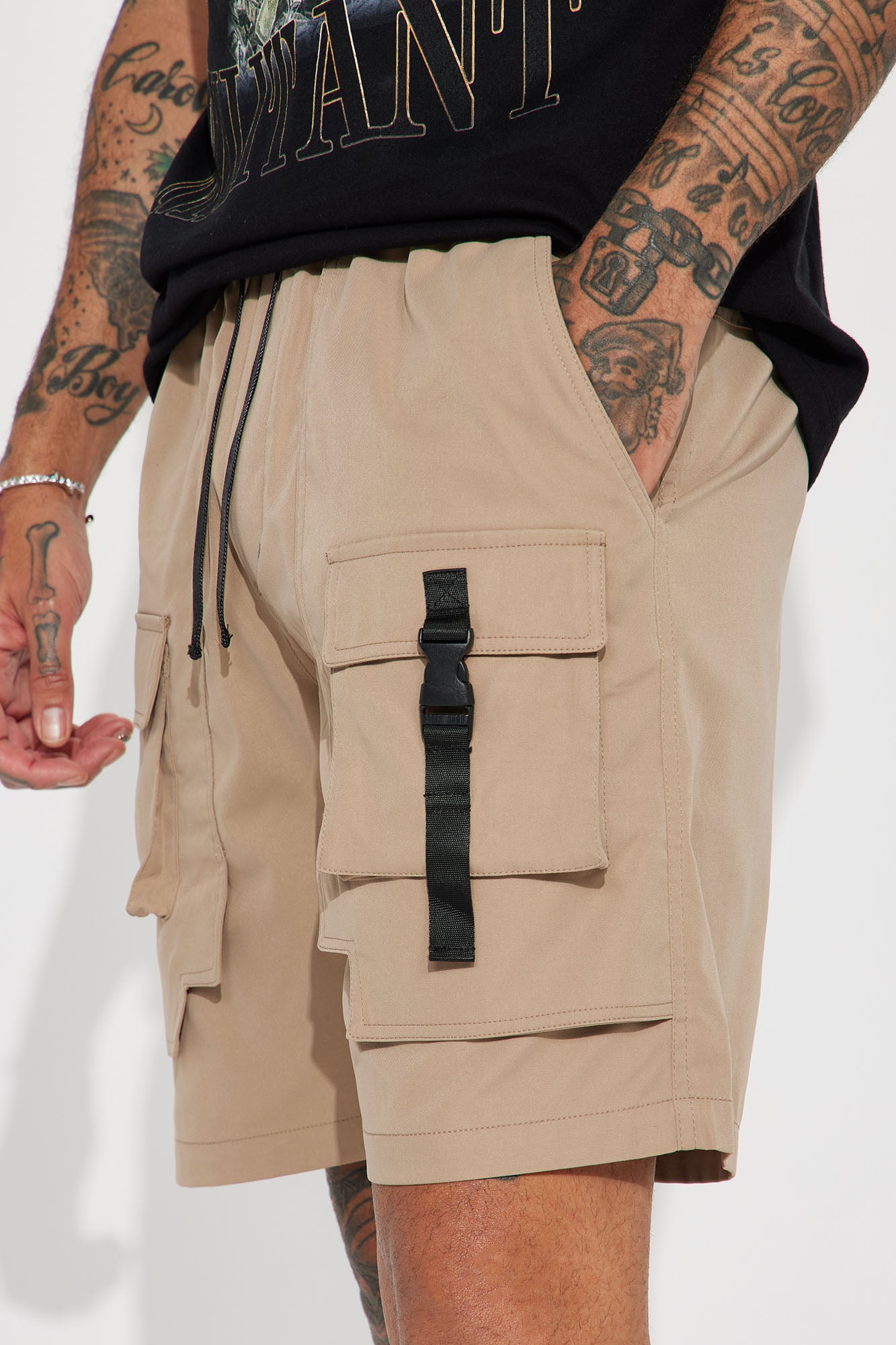 All Cap Utility Nylon Cargo Shorts - Taupe - Image 4