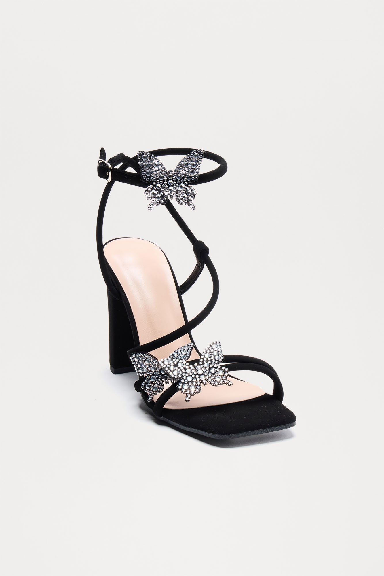 Asya Butterfly Ankle Strap Heels - Black - Image 3
