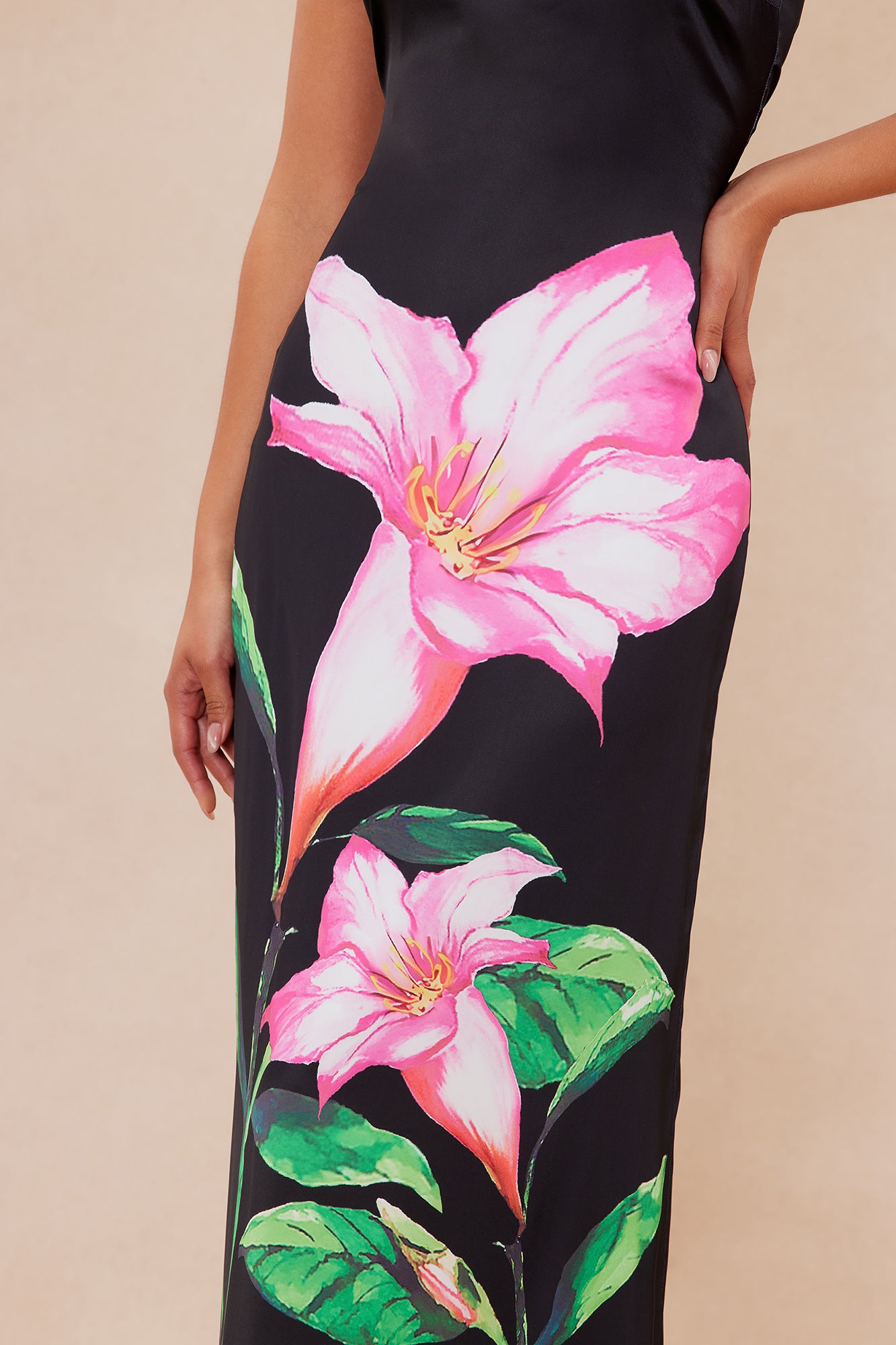 Violeta Satin Maxi Dress - Black/combo - Image 3