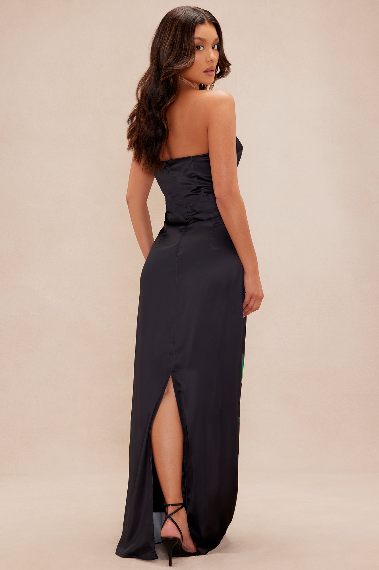 Violeta Satin Maxi Dress - Black/combo - Image 4