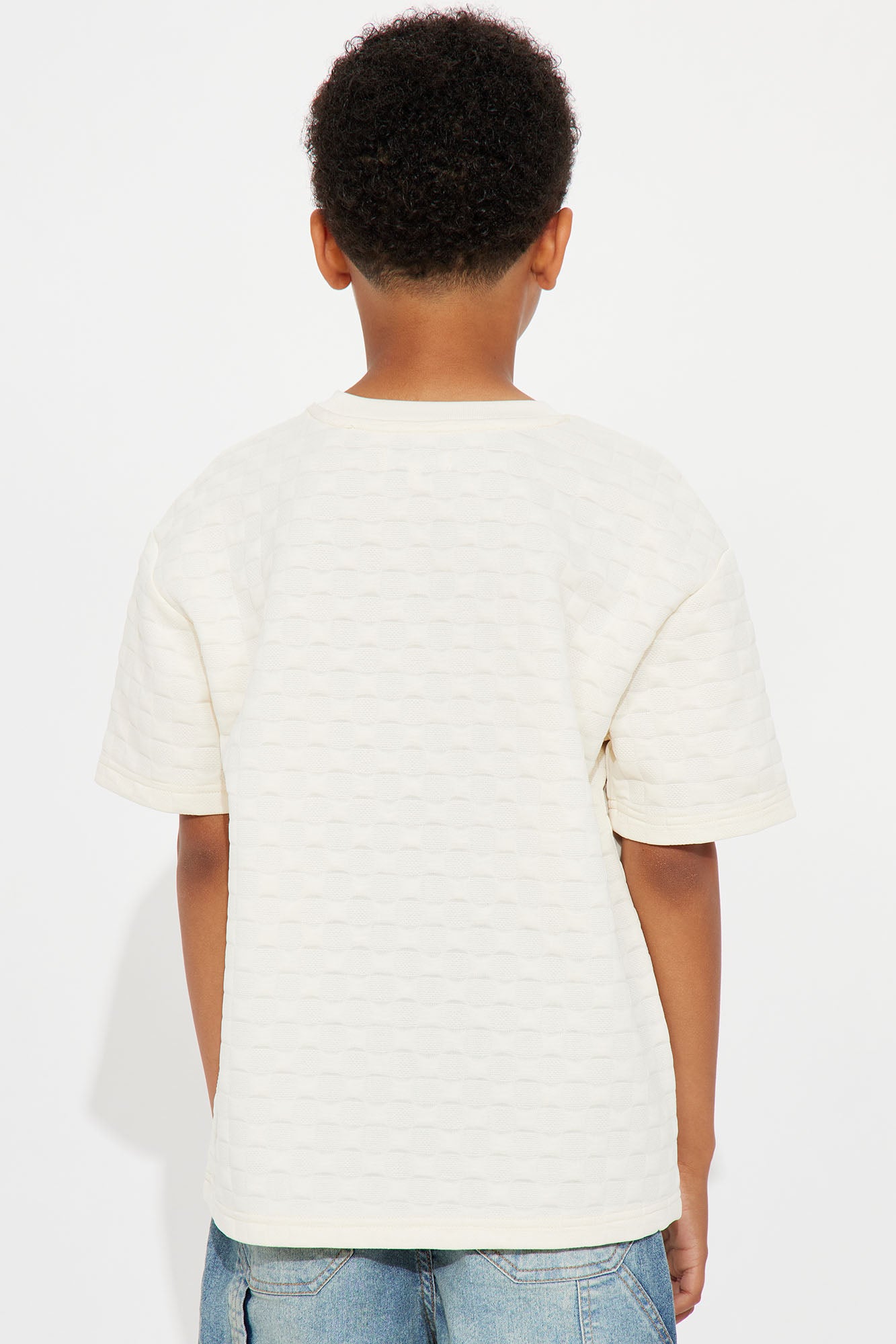 Mini Check Mate Textured Tee - Off White - Image 3