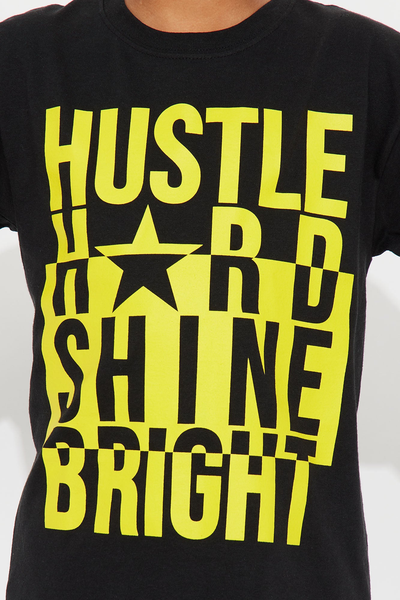 Mini Hustle Hard Shine Bright Short Sleeve Graphic Tee - Black - Image 3