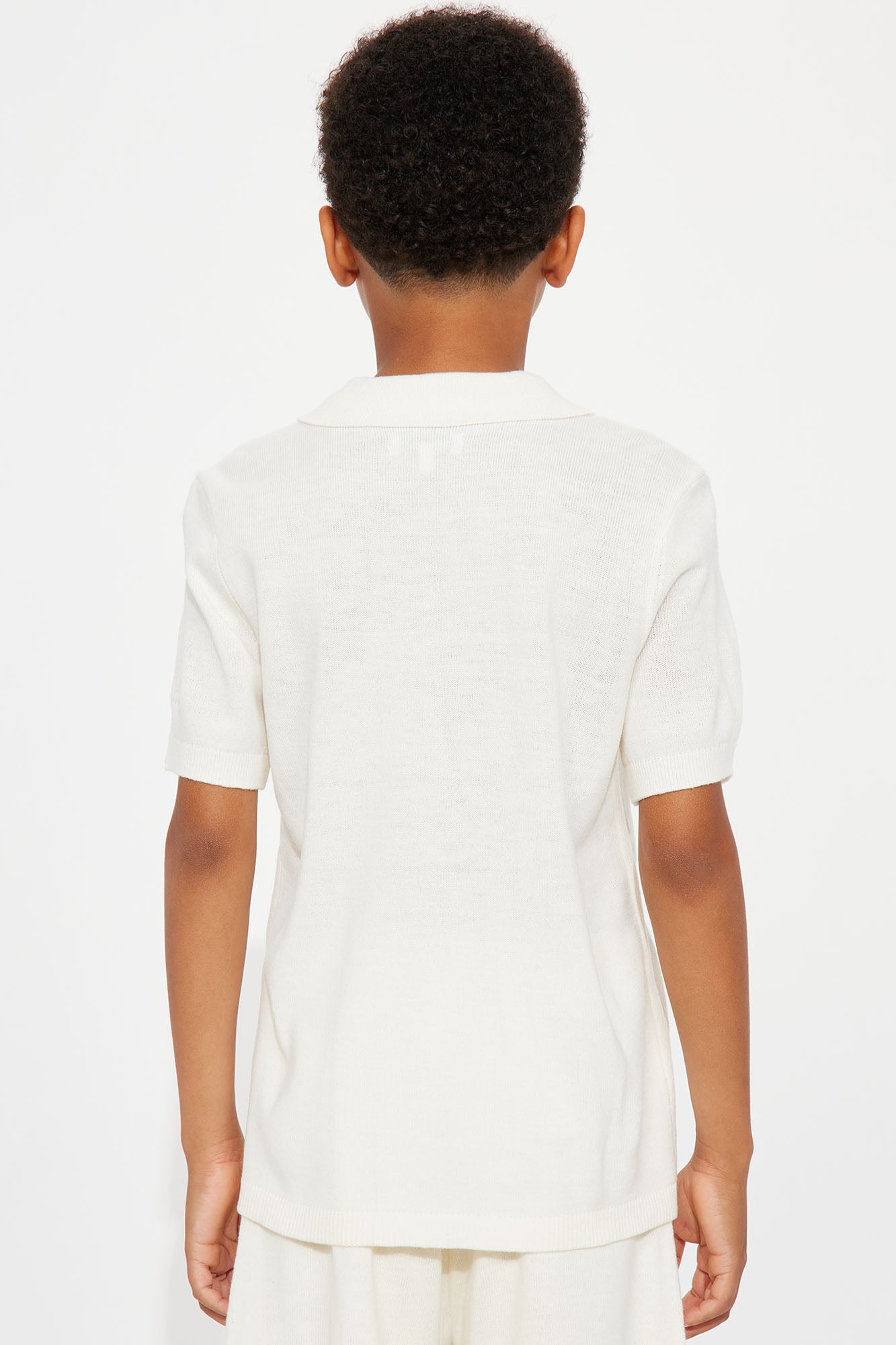 Mini Ashton Knitted Johnny Collar Sweater Polo - Cream - Image 4