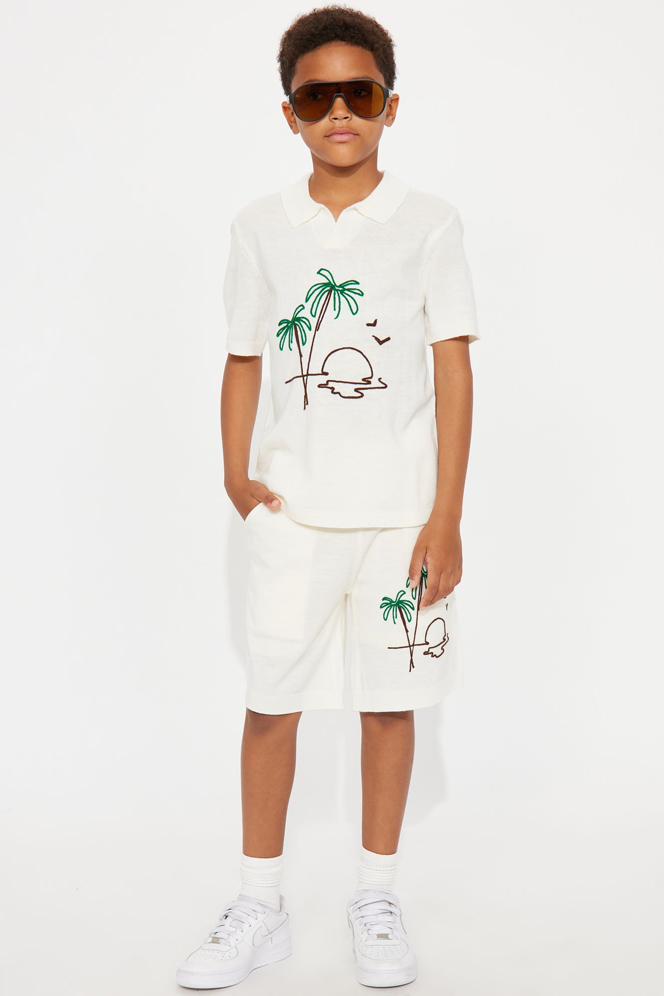 Mini Ashton Knitted Johnny Collar Sweater Polo - Cream - Image 3