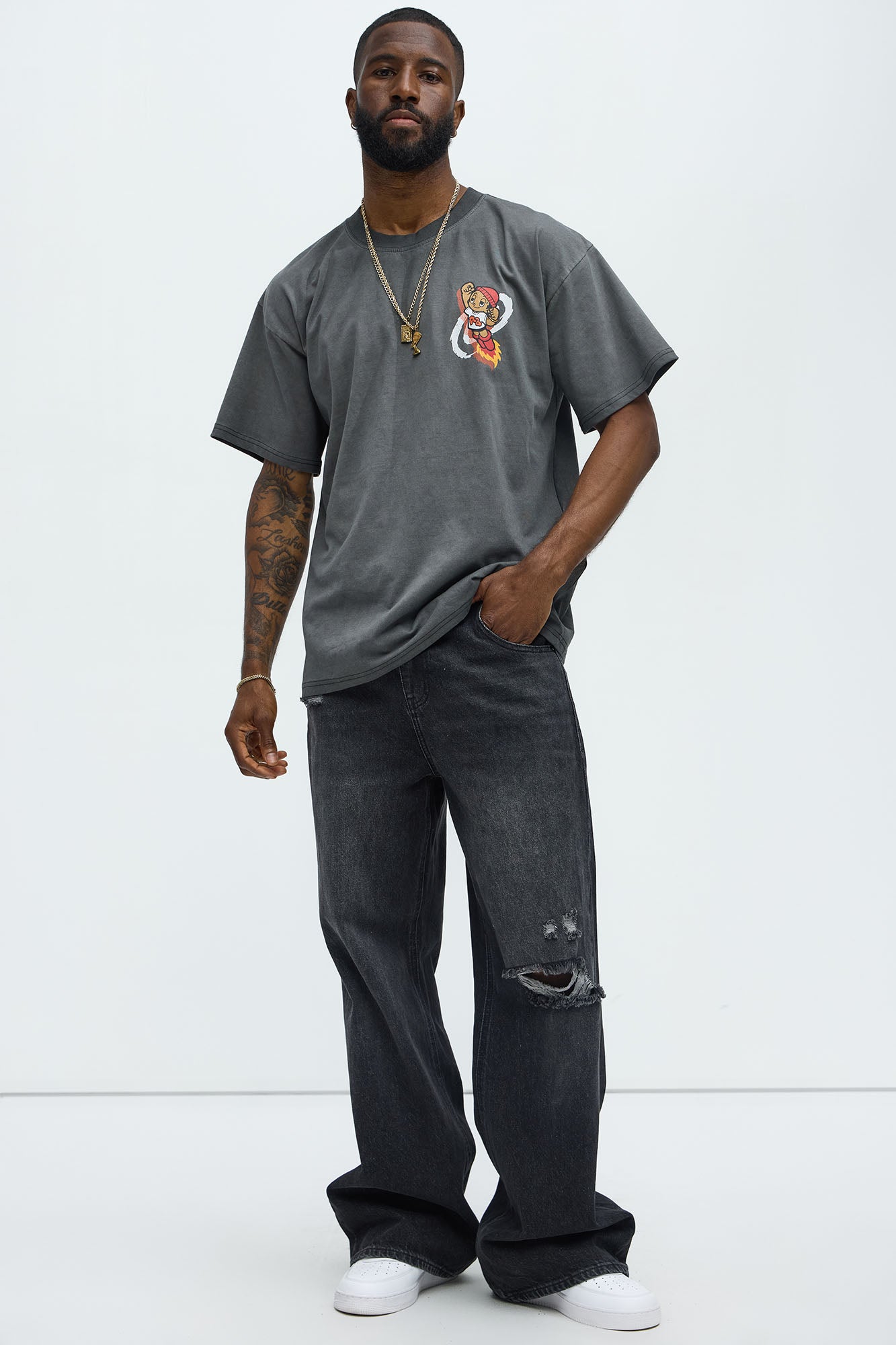 Cosmic Fitted Boy Oversized Short Sleeve Tee - Grey - Image 4