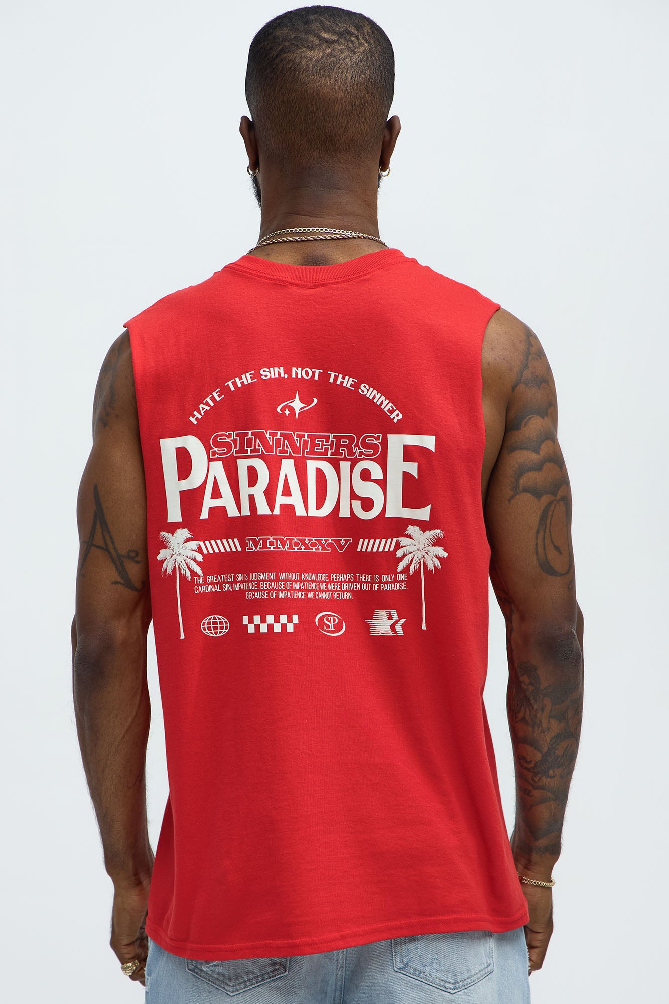 Sinner's Paradise Muscle Tank - Red - Image 4