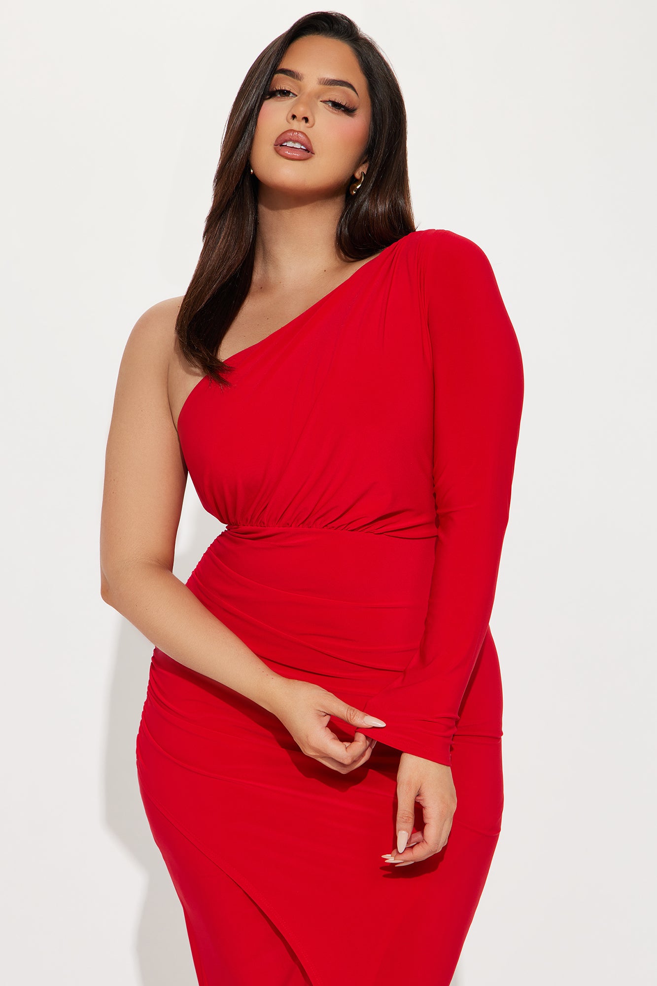 Stacy Ruched Maxi Dress - Red - Image 5