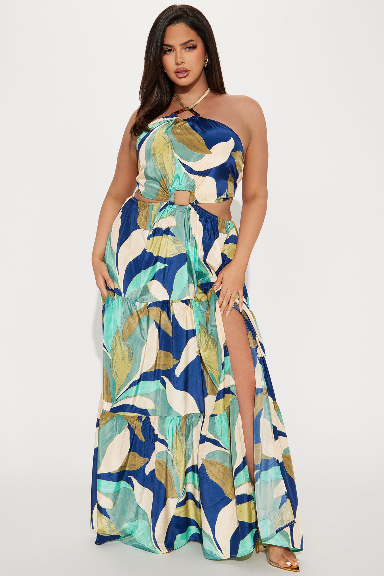 Beach Talking Satin Maxi Dress - Blue/combo - Image 4