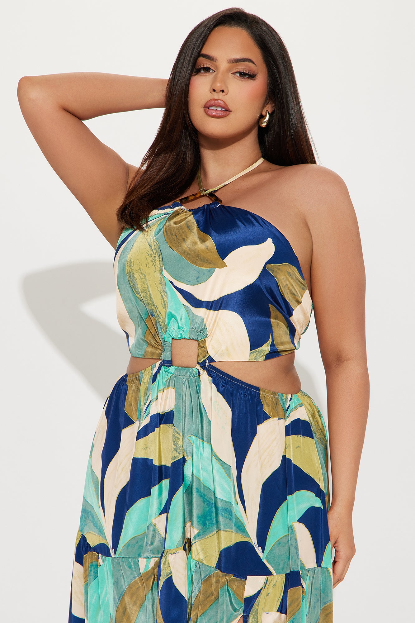 Beach Talking Satin Maxi Dress - Blue/combo - Image 5