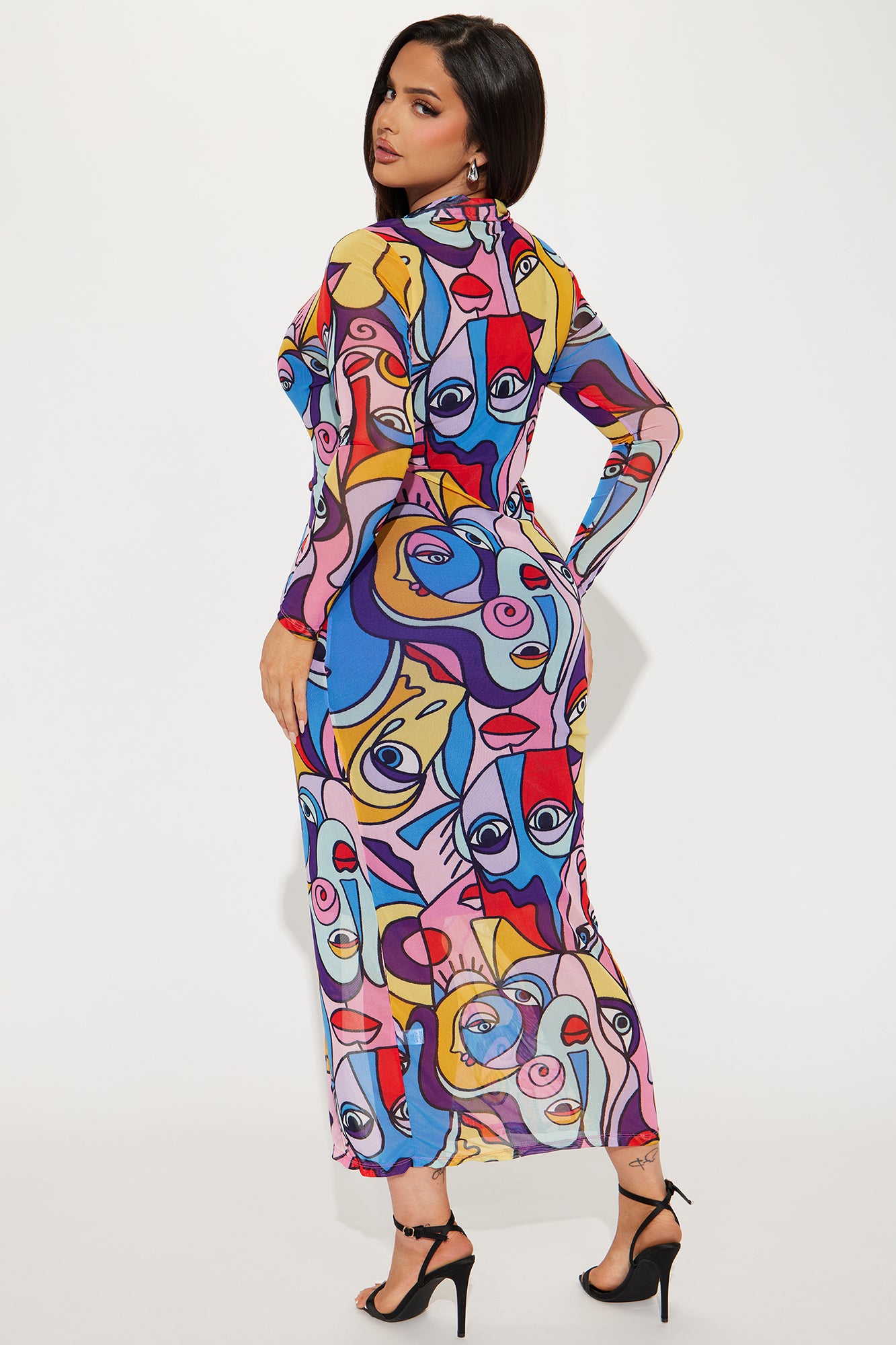 Alia Portrait Mesh Maxi Dress - Multi Color - Image 6