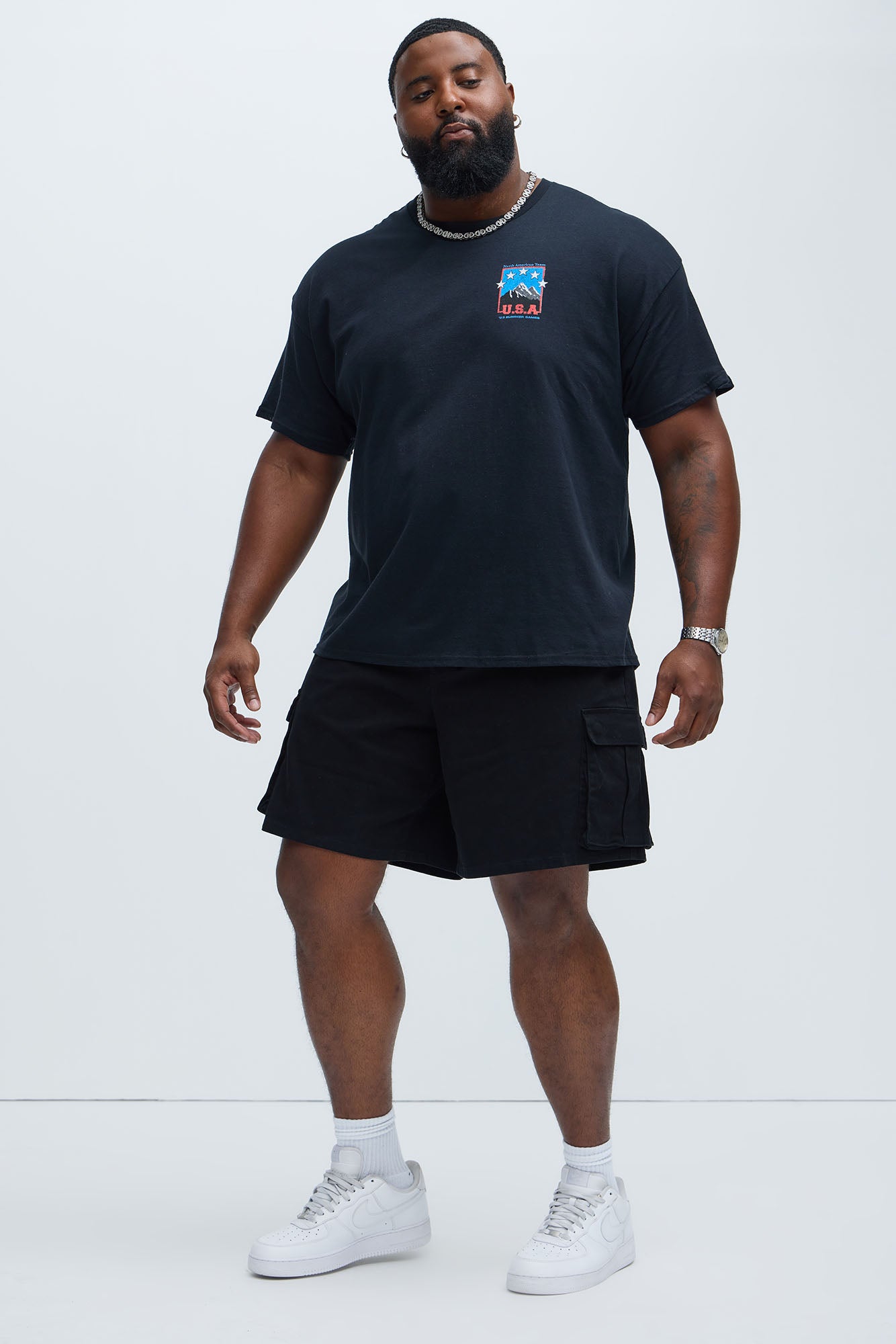 Twill Volley Cargo Shorts - Black - Image 6