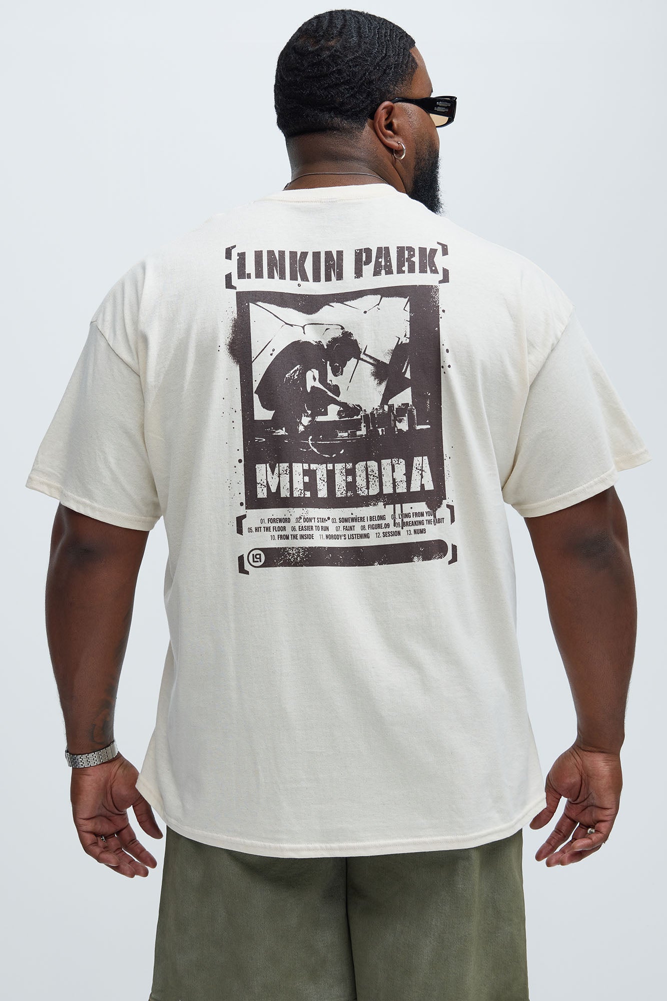 Linkin Park Meteora Track List Oversized Short Sleeve Tee - Off White - Image 8