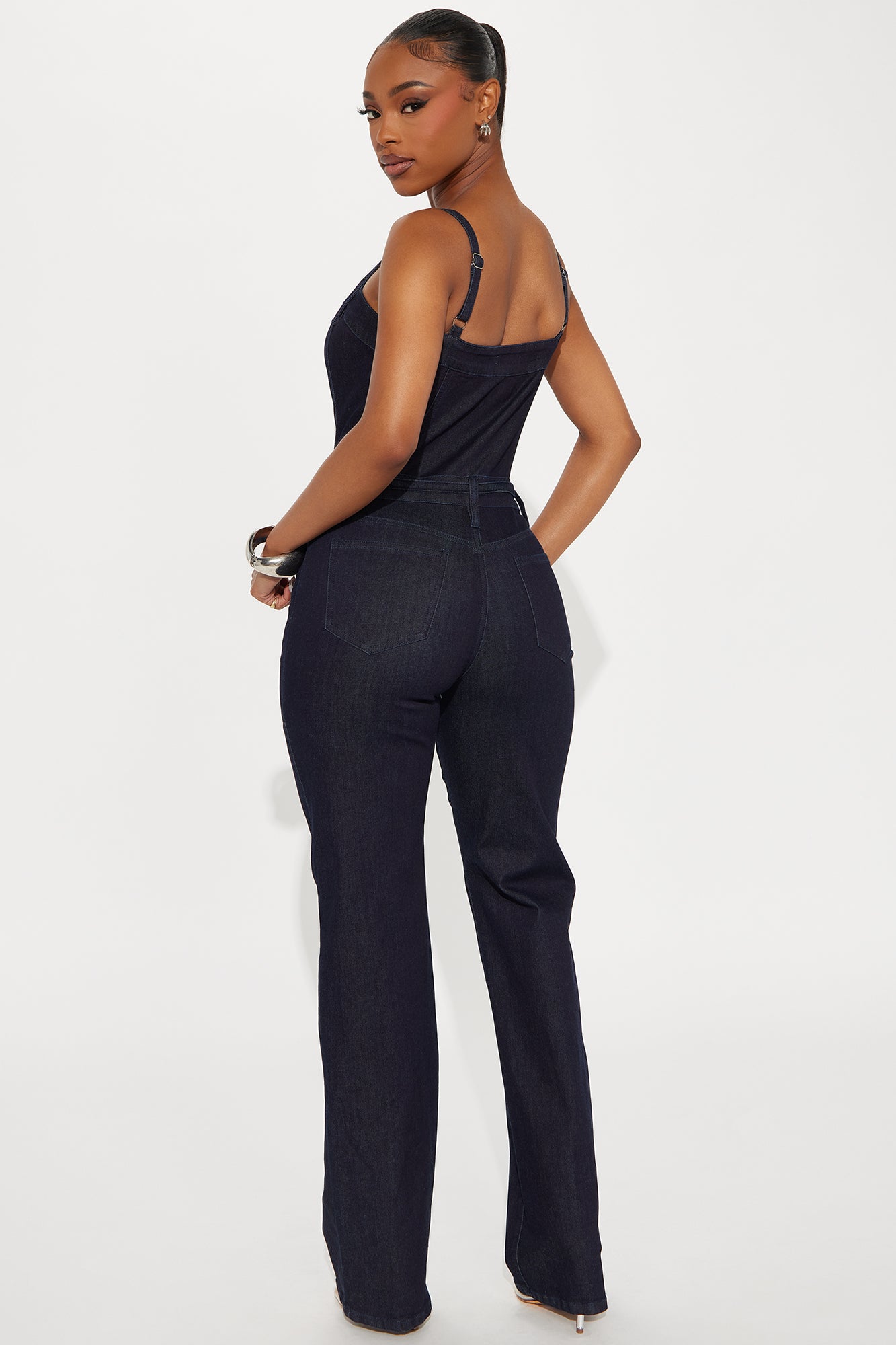 Brea Belted Denim Jumpsuit - Indigo - Image 3
