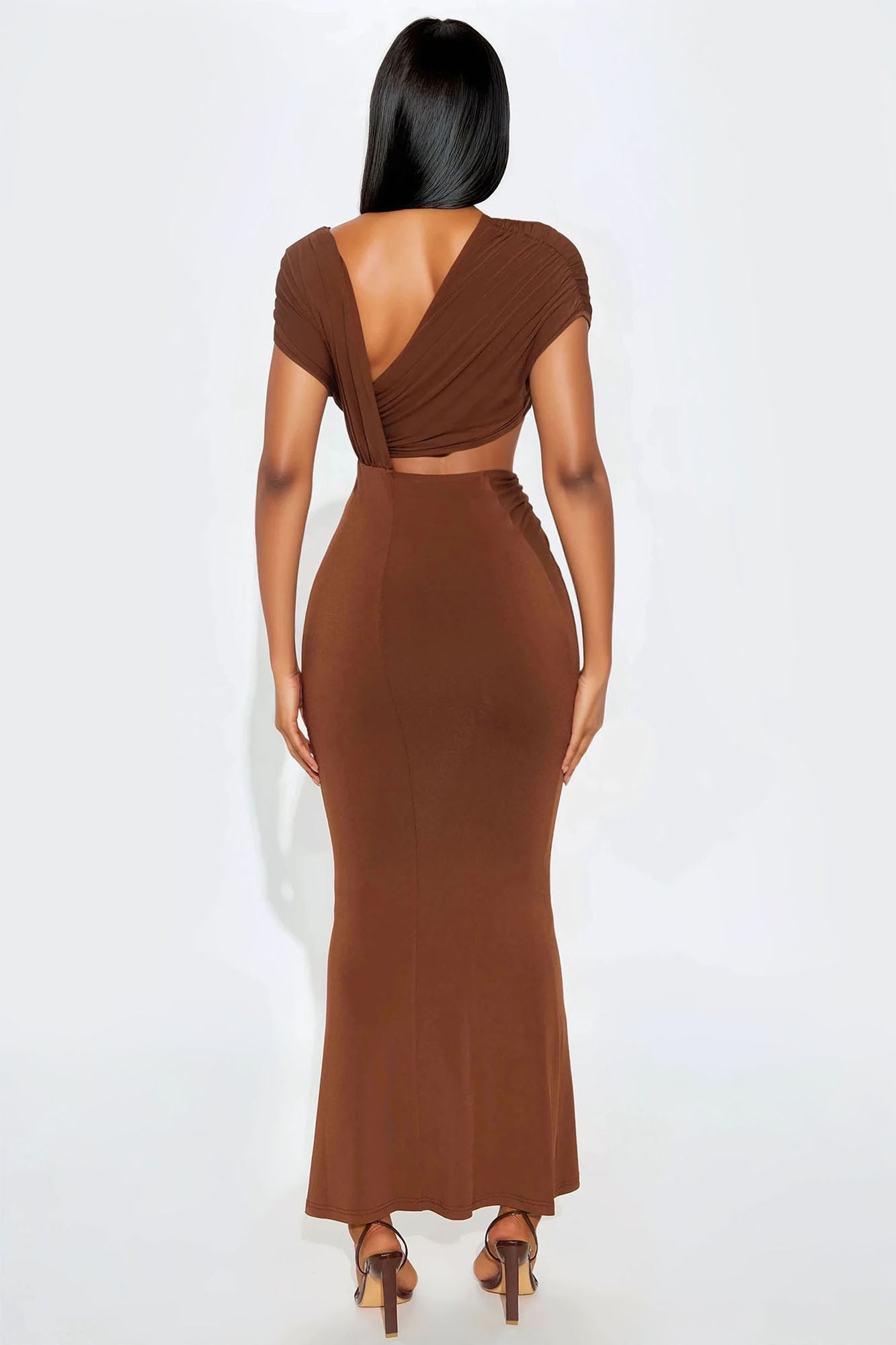 Aria Cut Out Maxi Dress - Chocolate - Image 3