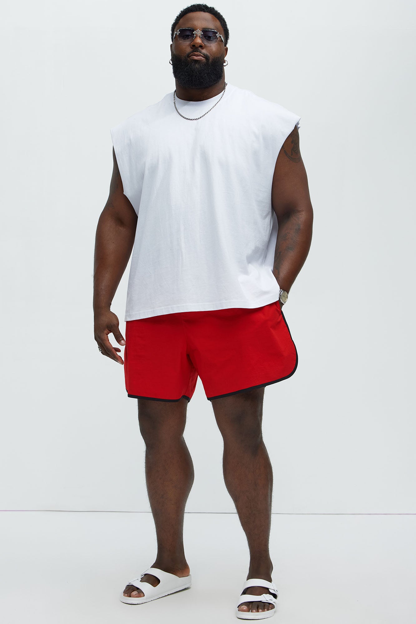 Retro Breeze Swim Mid Trunk - Red - Image 6