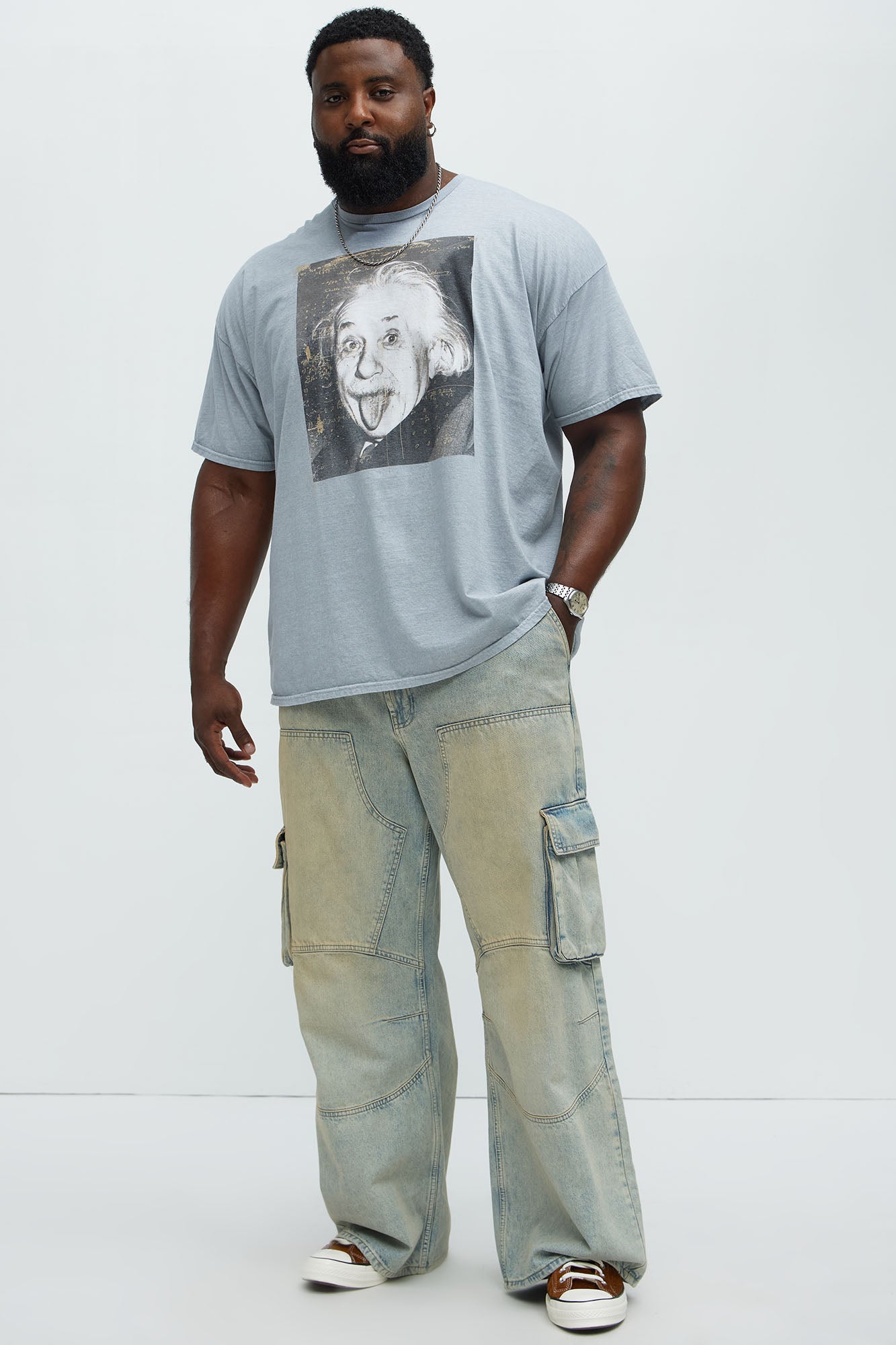 Albert Einstein Photo Op Short Sleeve Tee - Grey - Image 5
