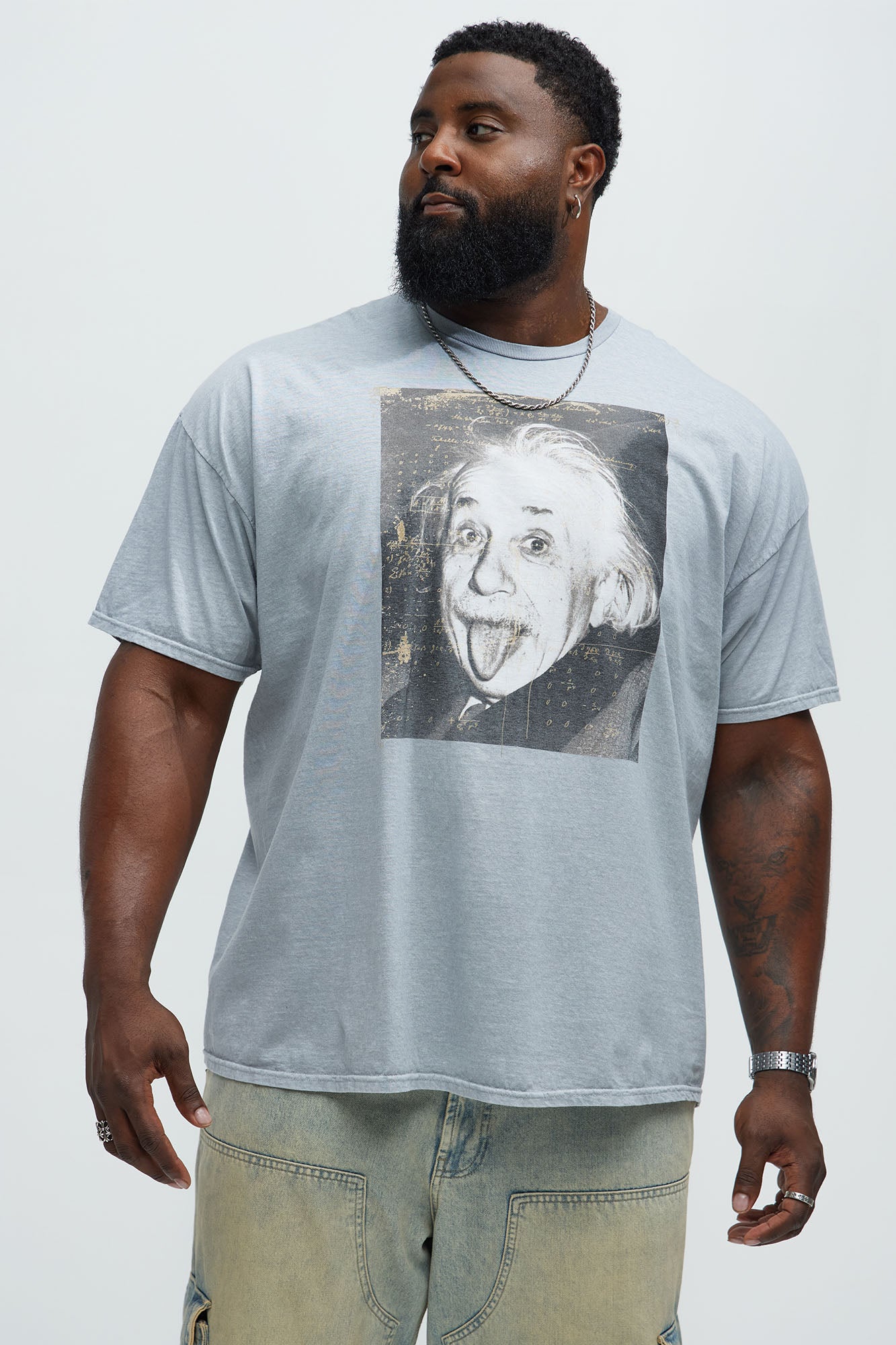 Albert Einstein Photo Op Short Sleeve Tee - Grey - Image 4