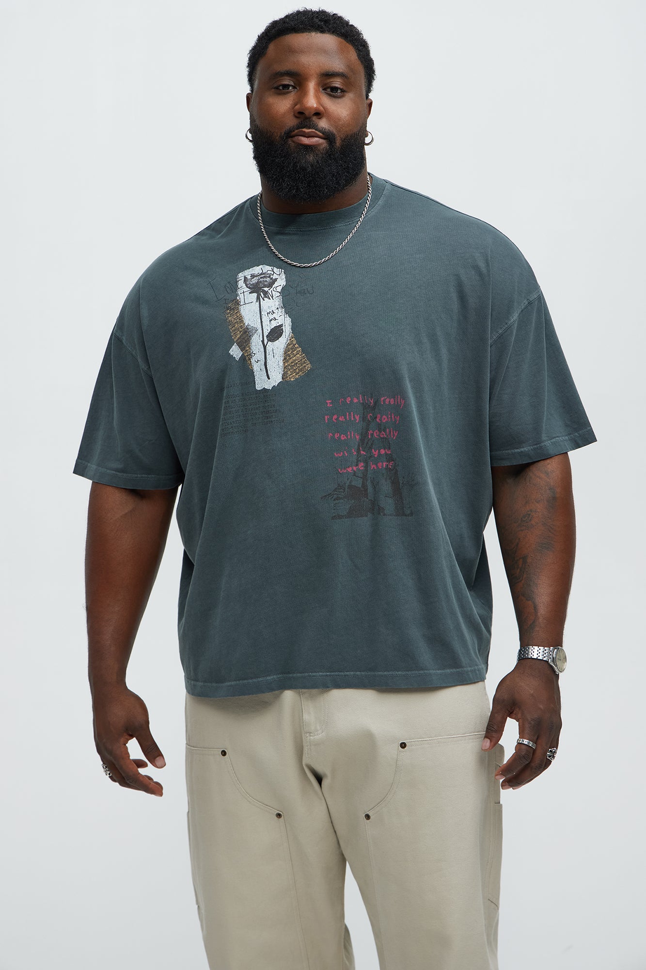 Wishful Thinking Oversized Short Sleeve Tee - Grey - Image 5