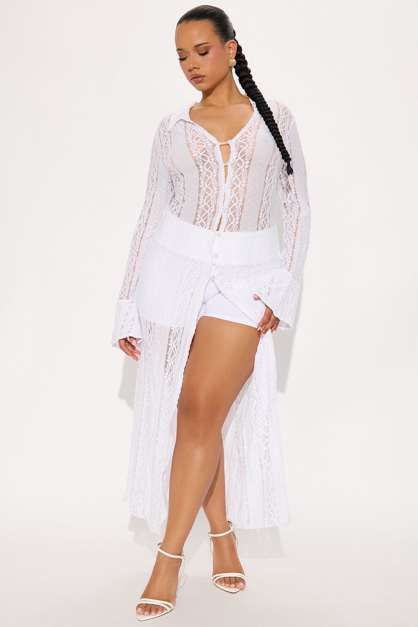 Aisha Lace Duster - White - Image 4