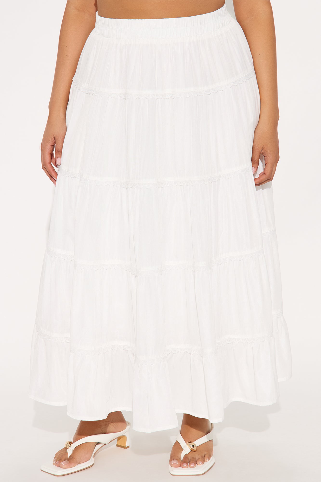 Rosalia Tiered Midi Skirt - White - Image 5