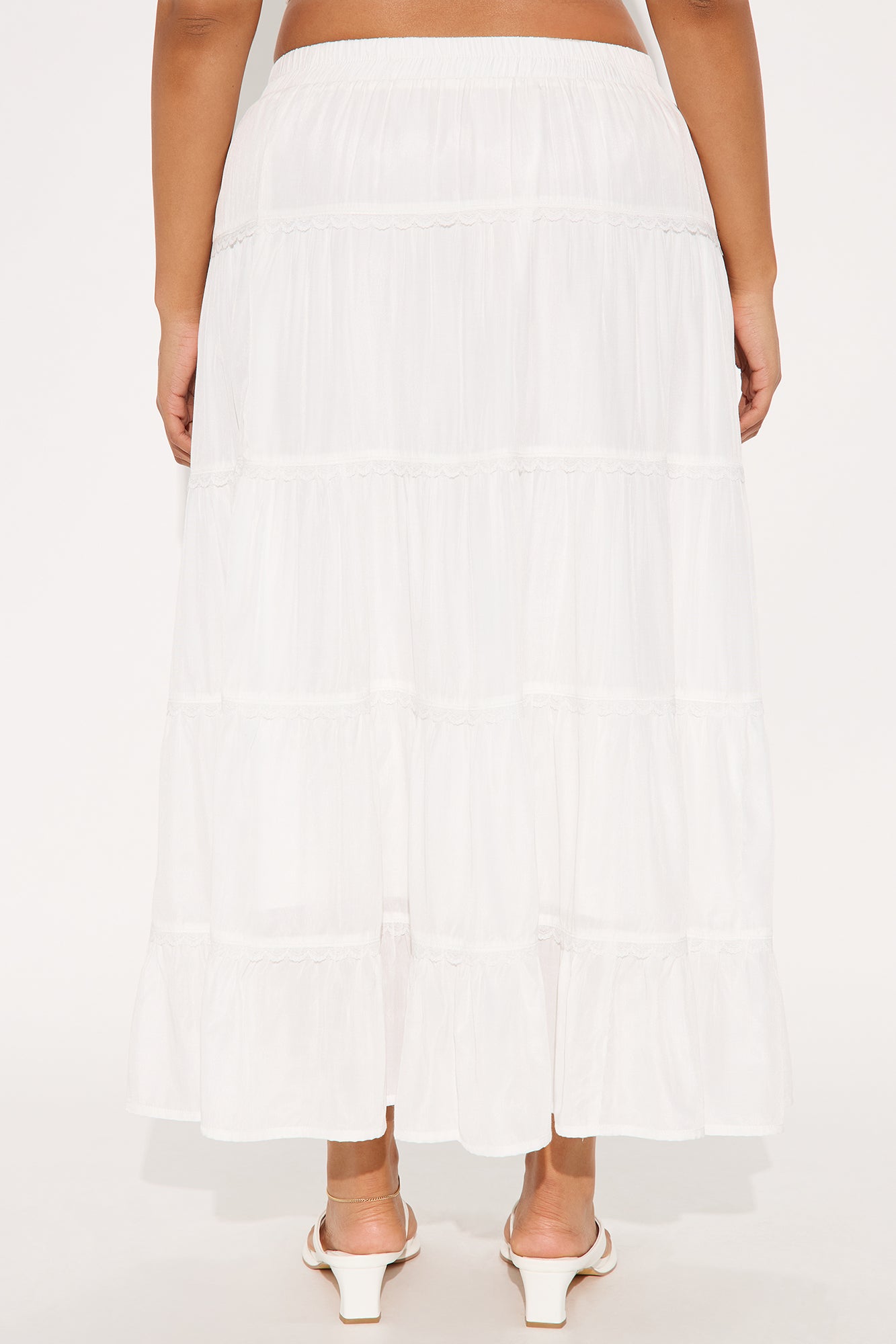 Rosalia Tiered Midi Skirt - White - Image 6