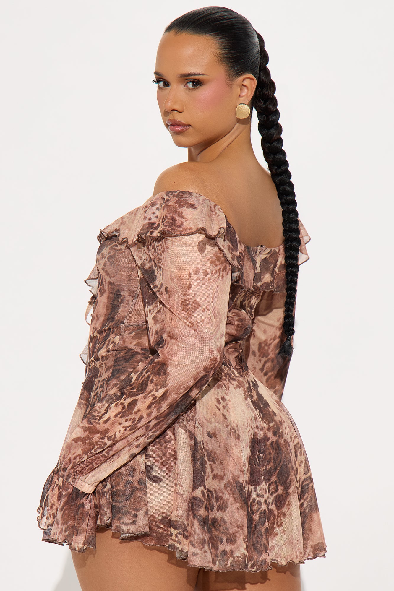 Santana Leopard Micro Mini Dress - Brown/combo - Image 6