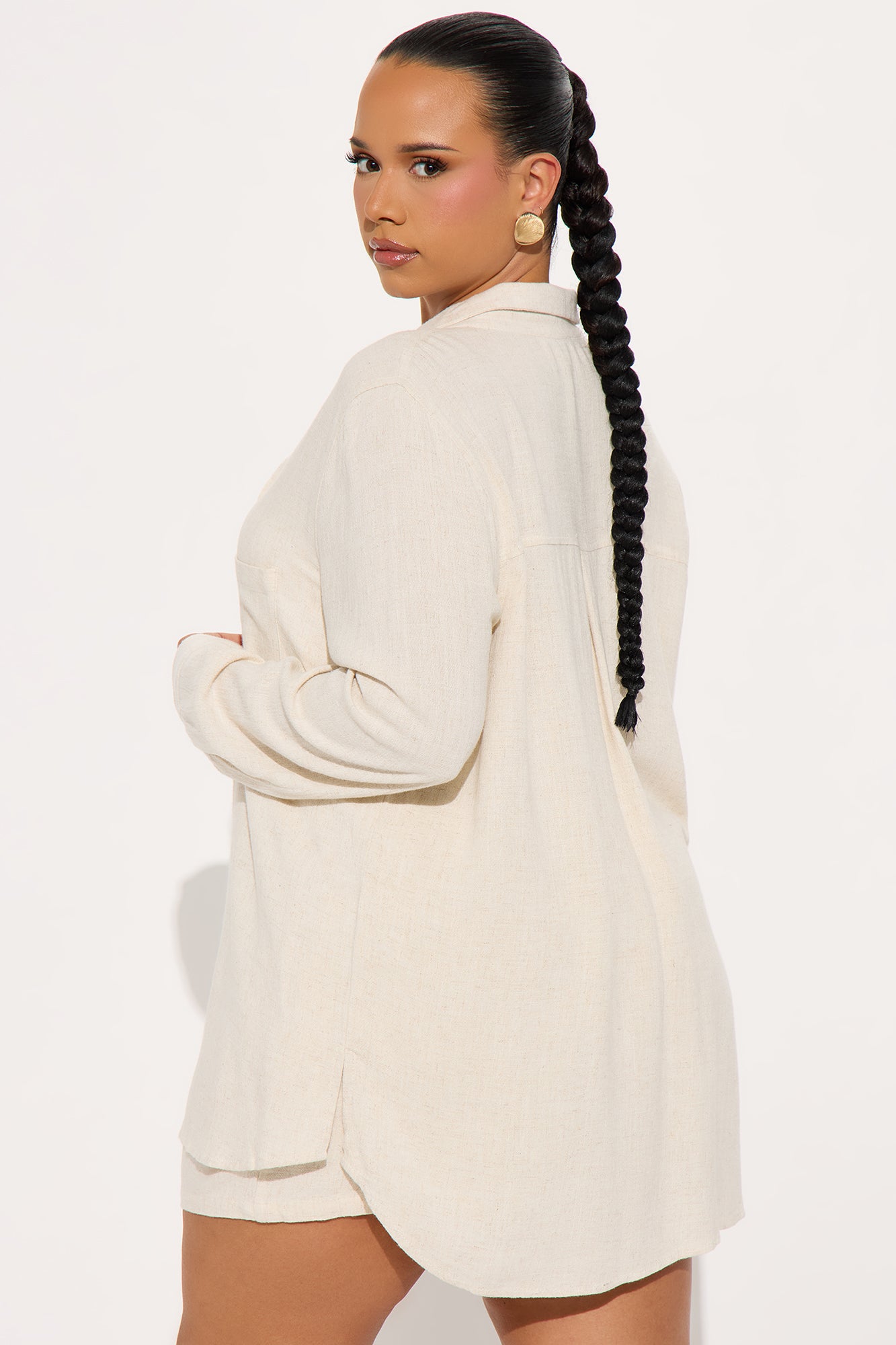 Lia Linen Short Set - Beige - Image 6