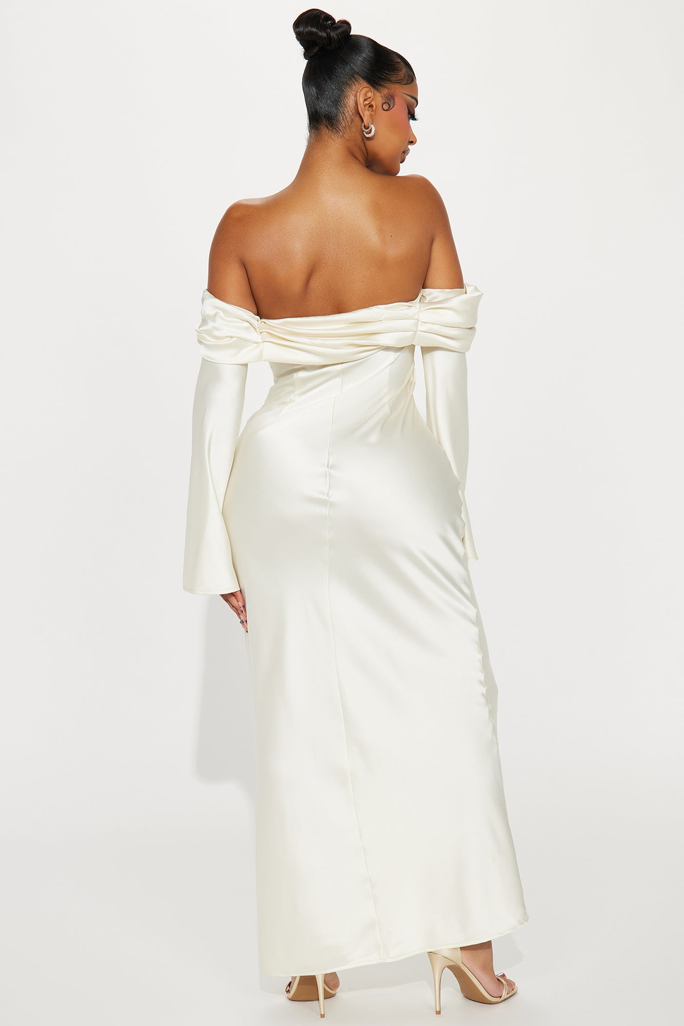 Amandine Satin Maxi Dress - Cream - Image 5