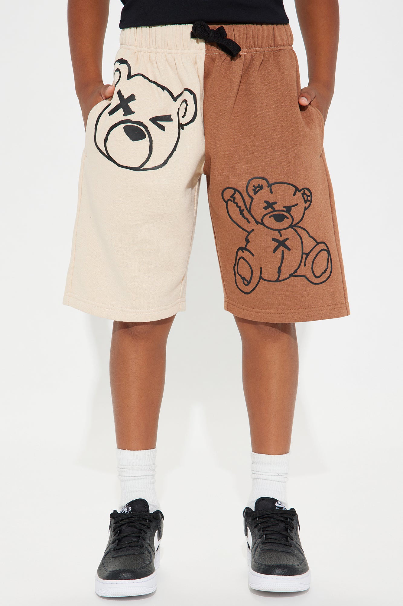Mini Can Bearely Wait Fleece Shorts - Brown/combo - Image 3