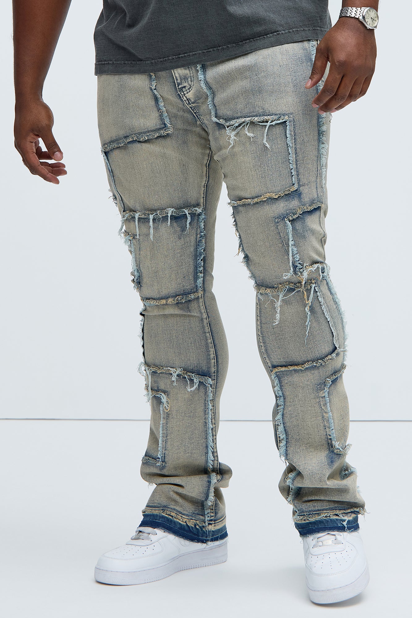 Be Square Stacked Skinny Flare Jeans - Light Blue - Image 6