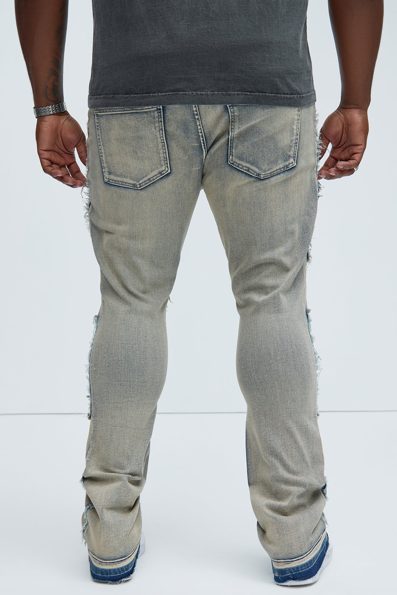 Be Square Stacked Skinny Flare Jeans - Light Blue - Image 8