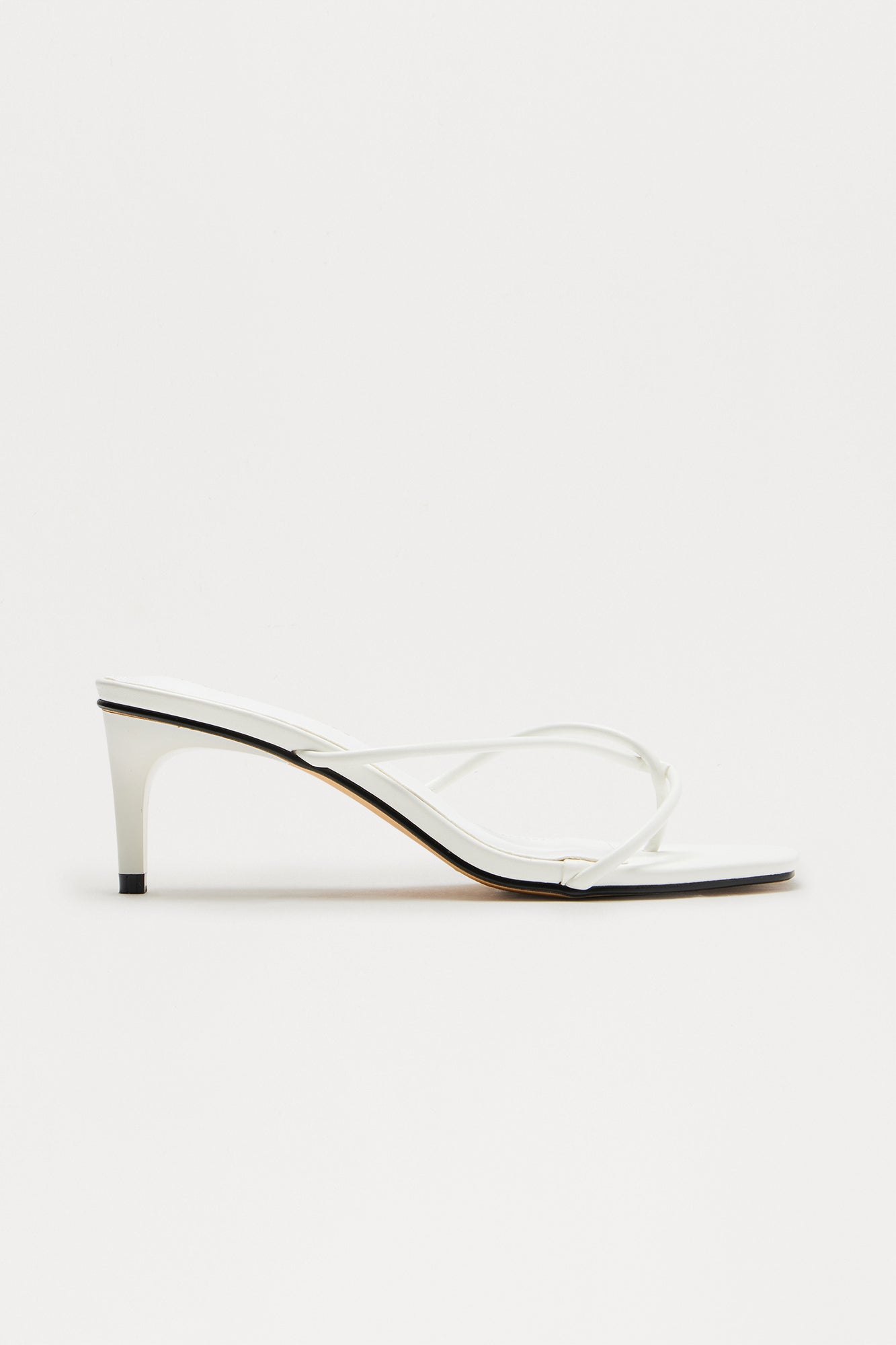 Berry Faux Leather Thong Mules - White - Image 3