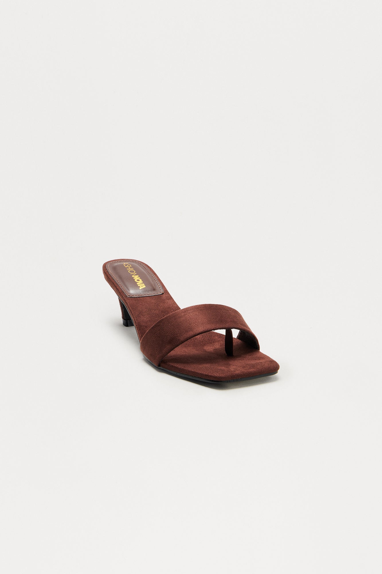 Fever Faux Suede Thong Mules - Brown - Image 3