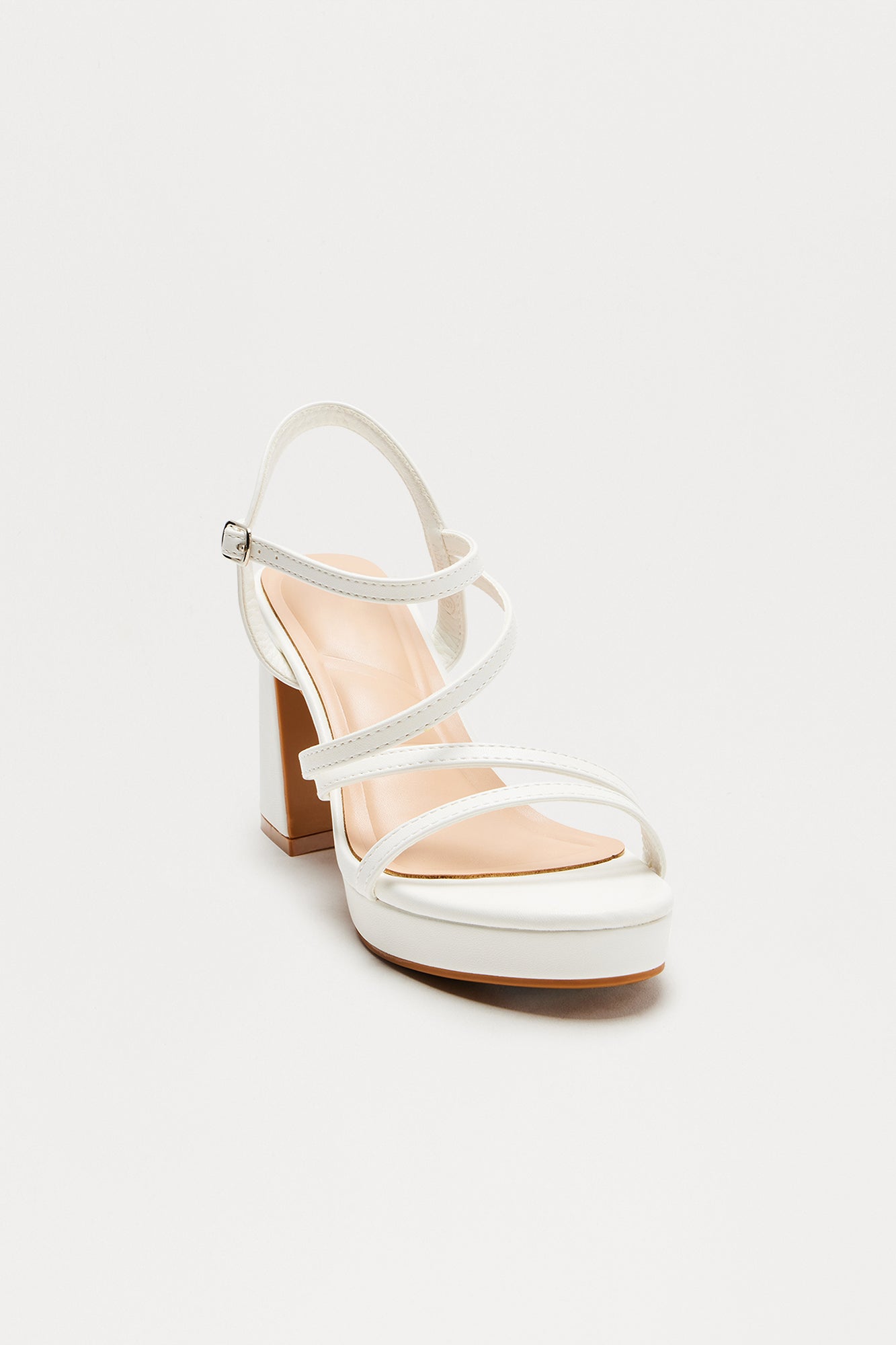 Adriel Faux Leather Ankle Strap Heels - White - Image 3