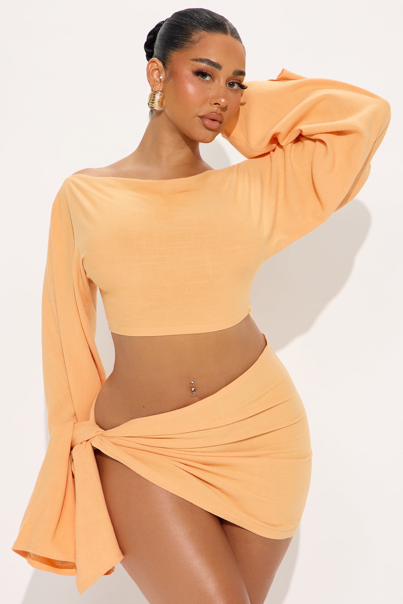 Summer Nights Linen Skirt Set - Peach - Image 3