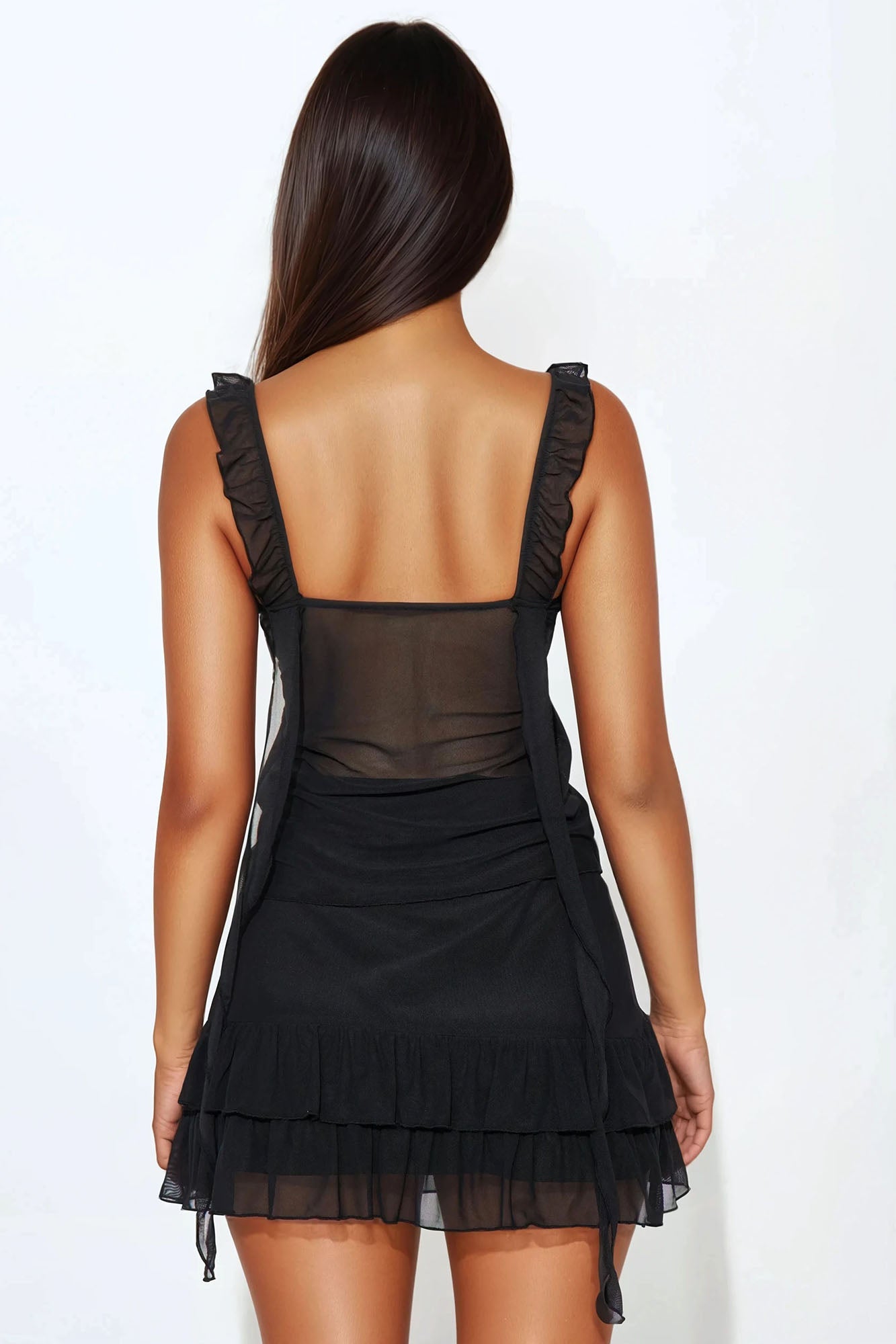 Emma Ruffle Mesh Mini Skirt Set - Black - Image 3